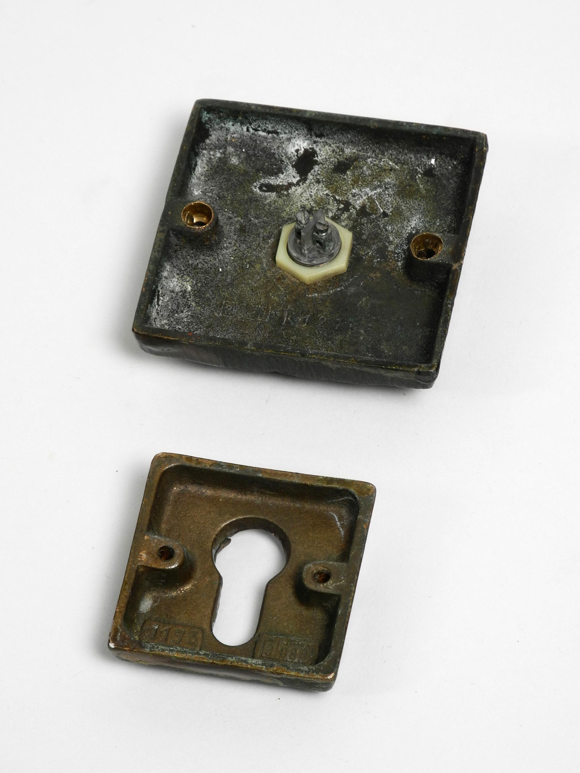 Midcentury Brutalist Door Handle with Letter Slot, Doorbell and Bronze Keyhole 3