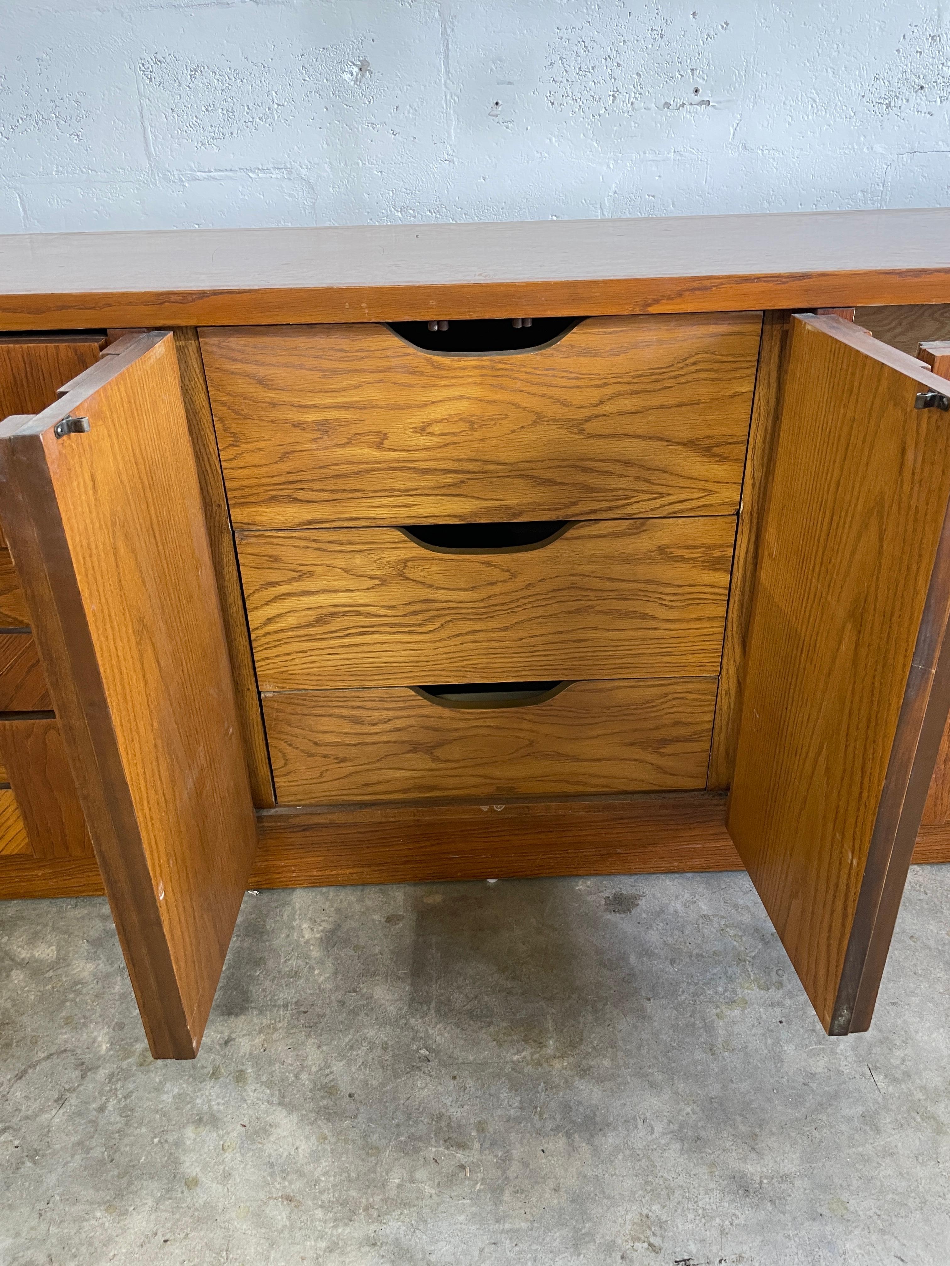 Wood Mid Century Brutalist Dresser By Lane Stacatto Line