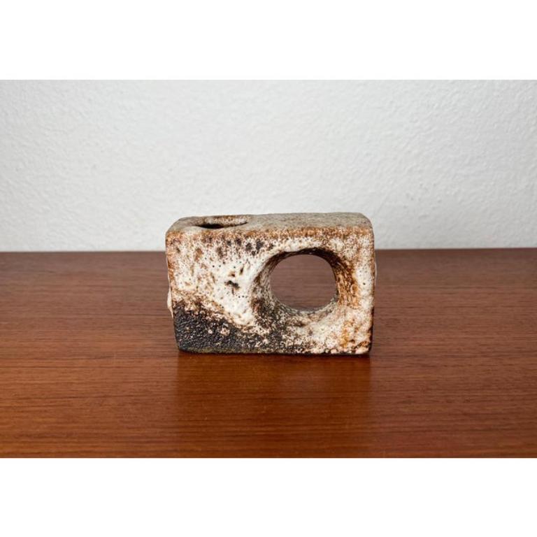 Mid-Century Brutalist Fat Lava Vase by Van Woerden for Vest Keramik, 1960s For Sale 3