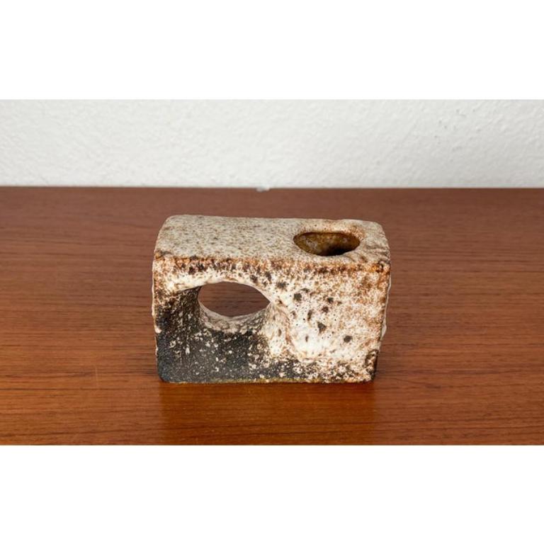 Mid-Century Brutalist Fat Lava Vase by Van Woerden for Vest Keramik, 1960s For Sale 1