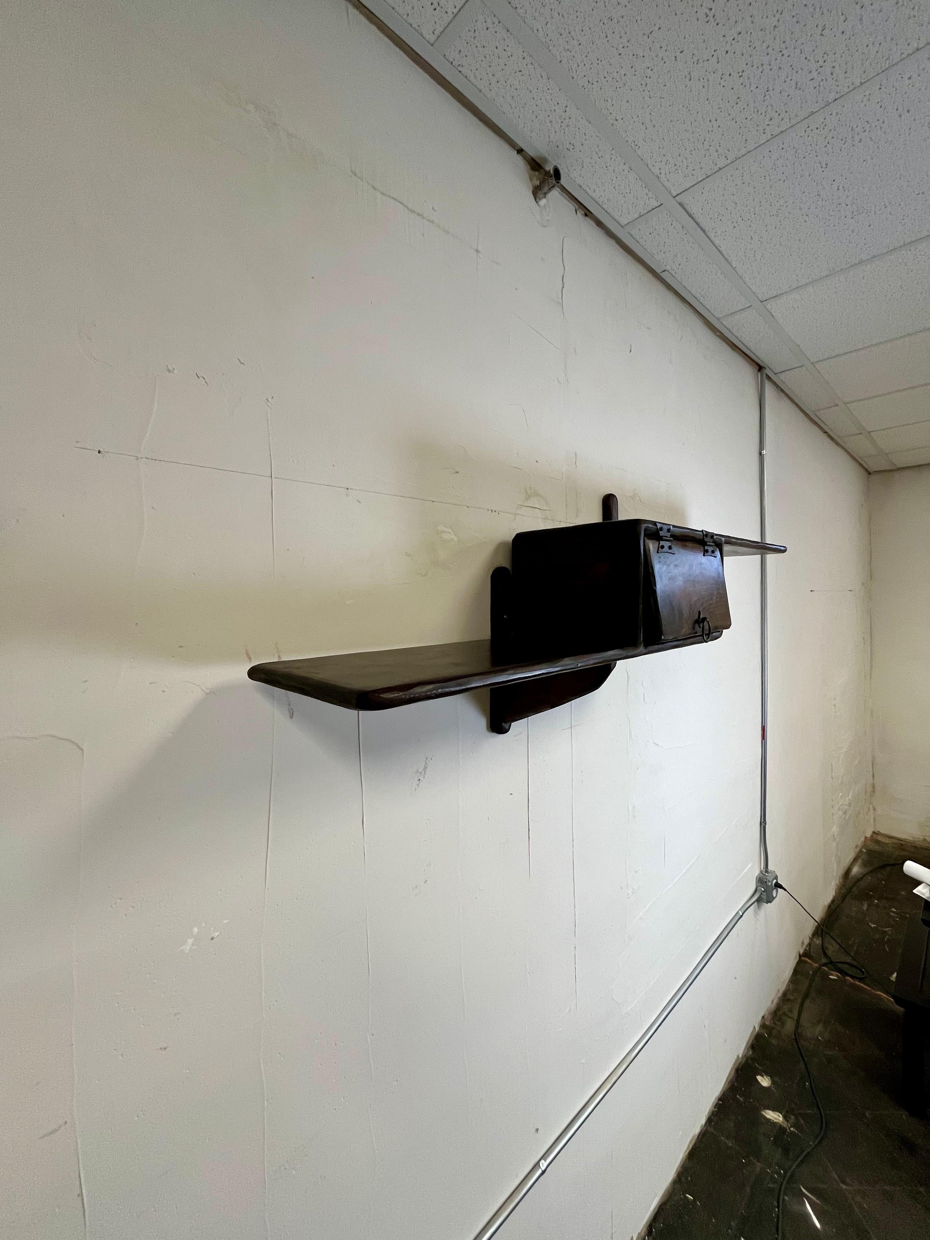 Mid Century Brutalist Floating Wall Shelf Rare For Sale 7