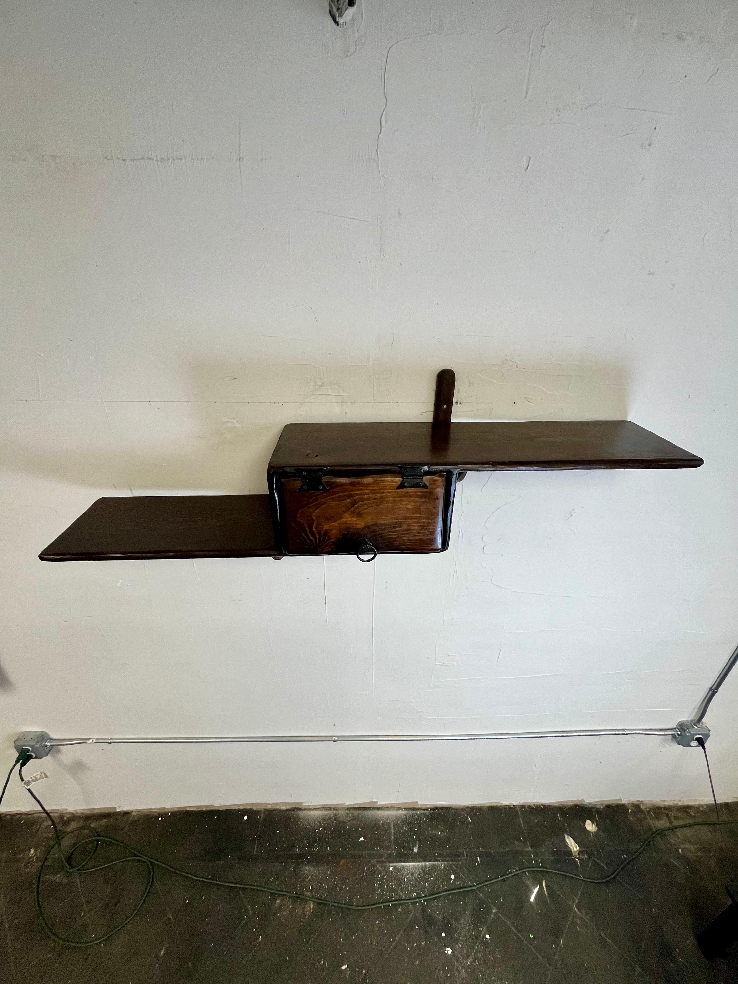 Mid Century Brutalist Floating Wall Shelf Rare For Sale 8
