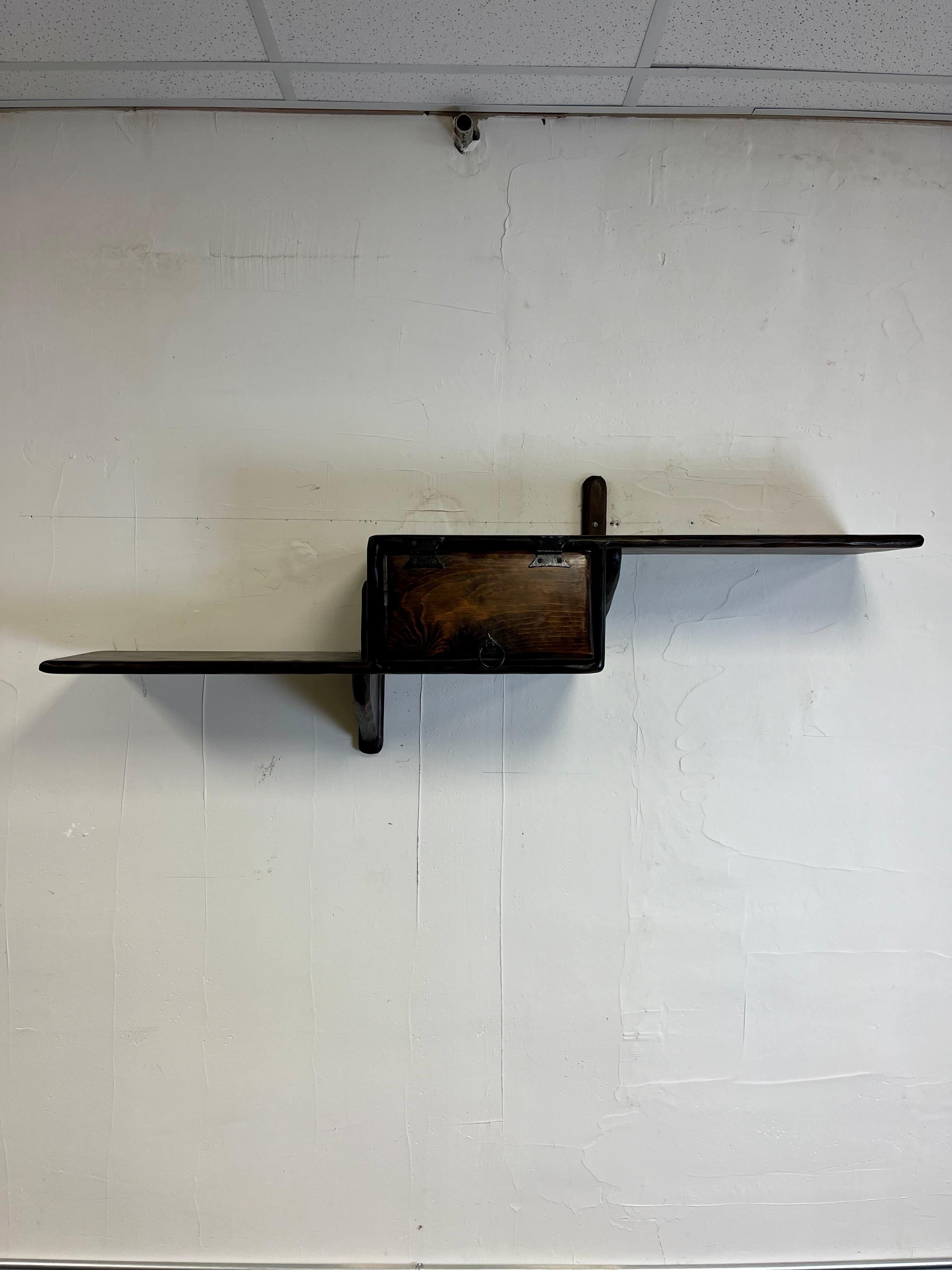 Mid Century Brutalist Floating Wall Shelf Rare In Good Condition For Sale In W Allenhurst, NJ