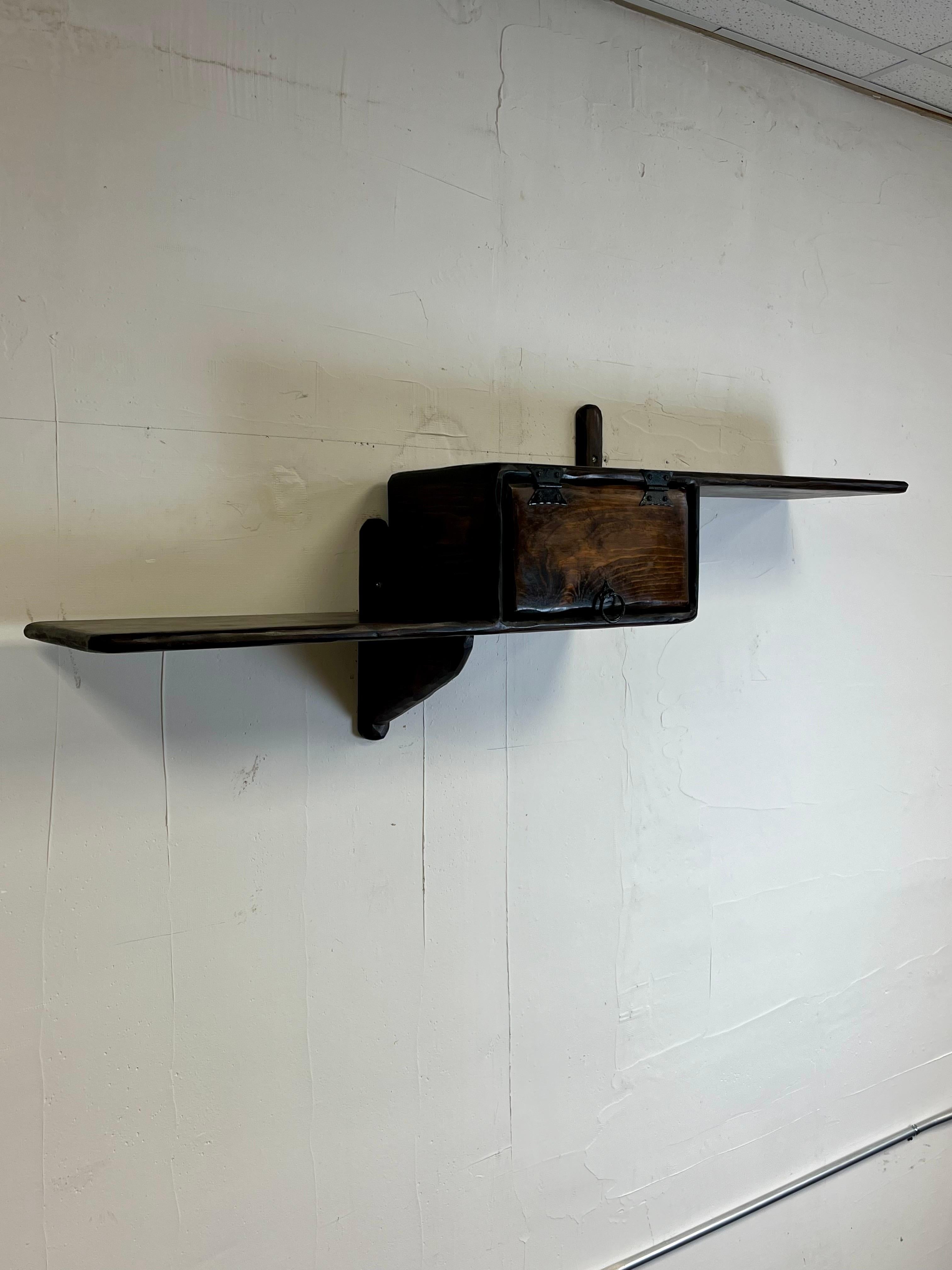20th Century Mid Century Brutalist Floating Wall Shelf Rare For Sale