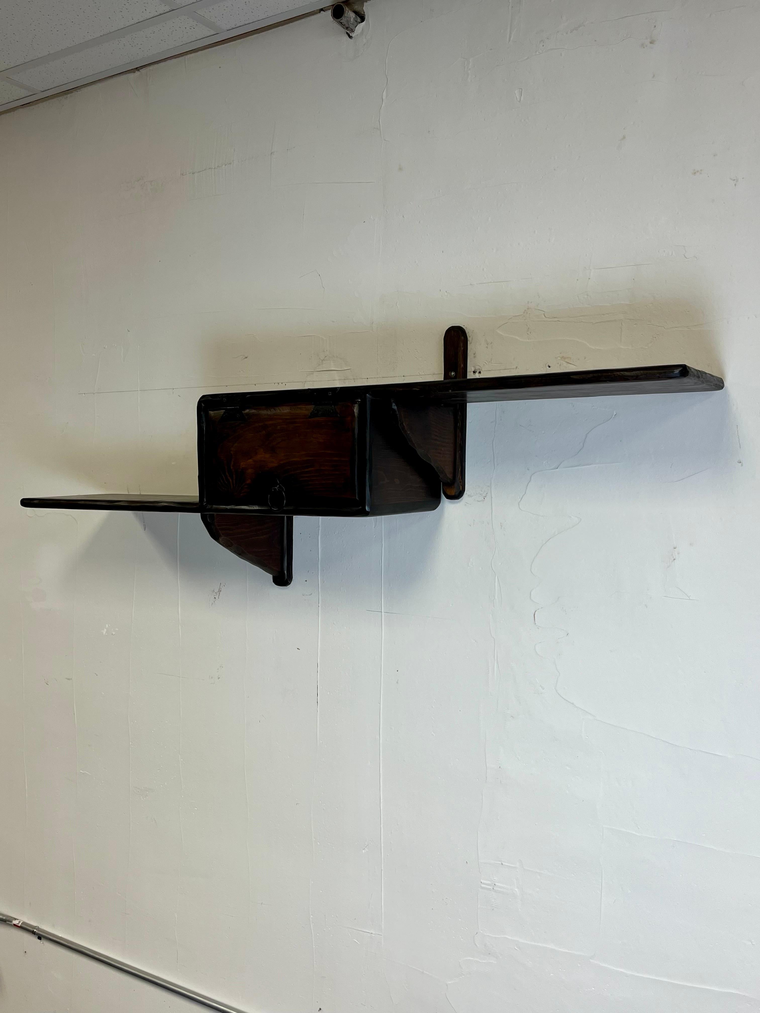 Iron Mid Century Brutalist Floating Wall Shelf Rare For Sale