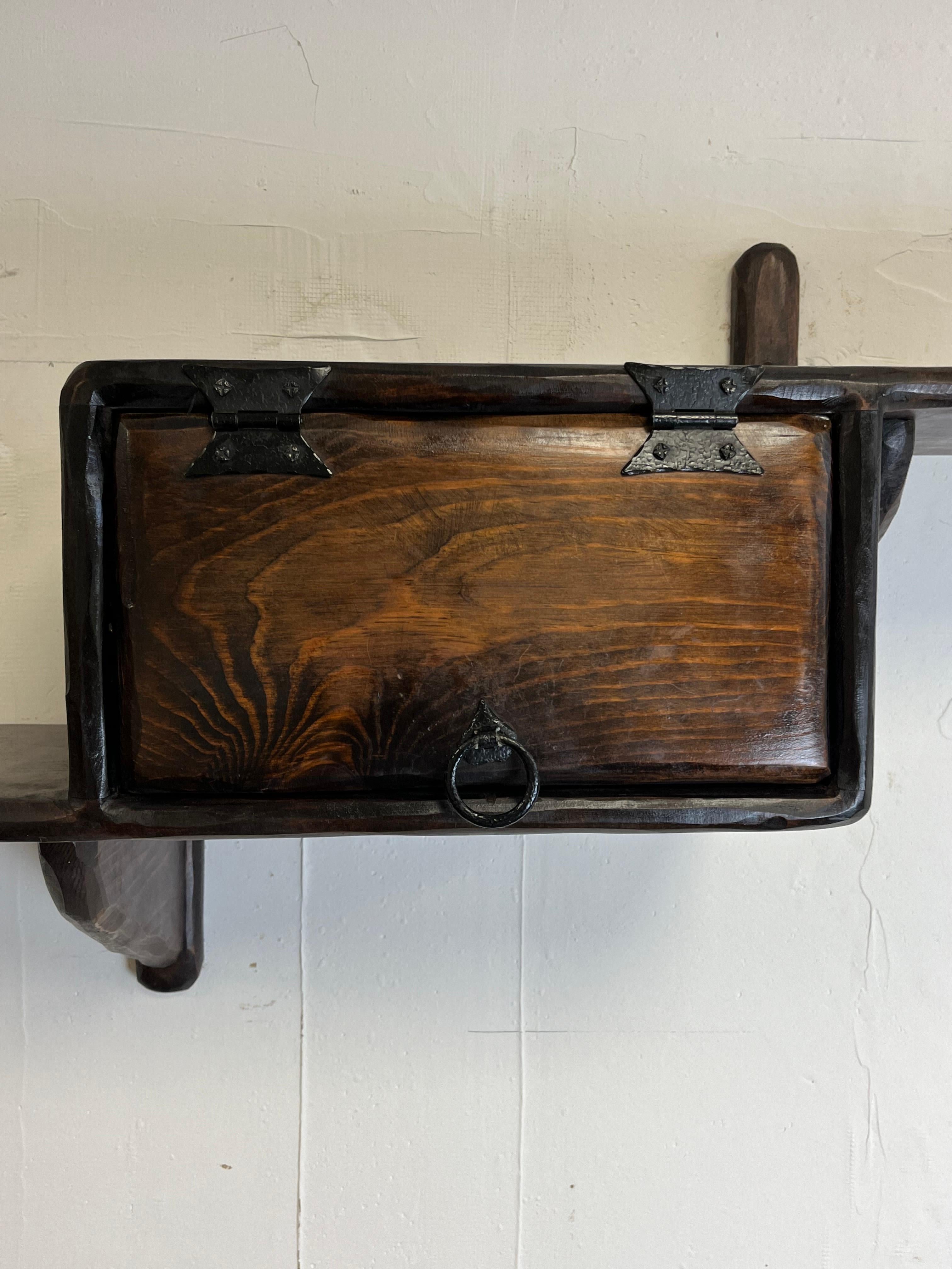 Mid Century Brutalist Floating Wall Shelf Rare For Sale 1