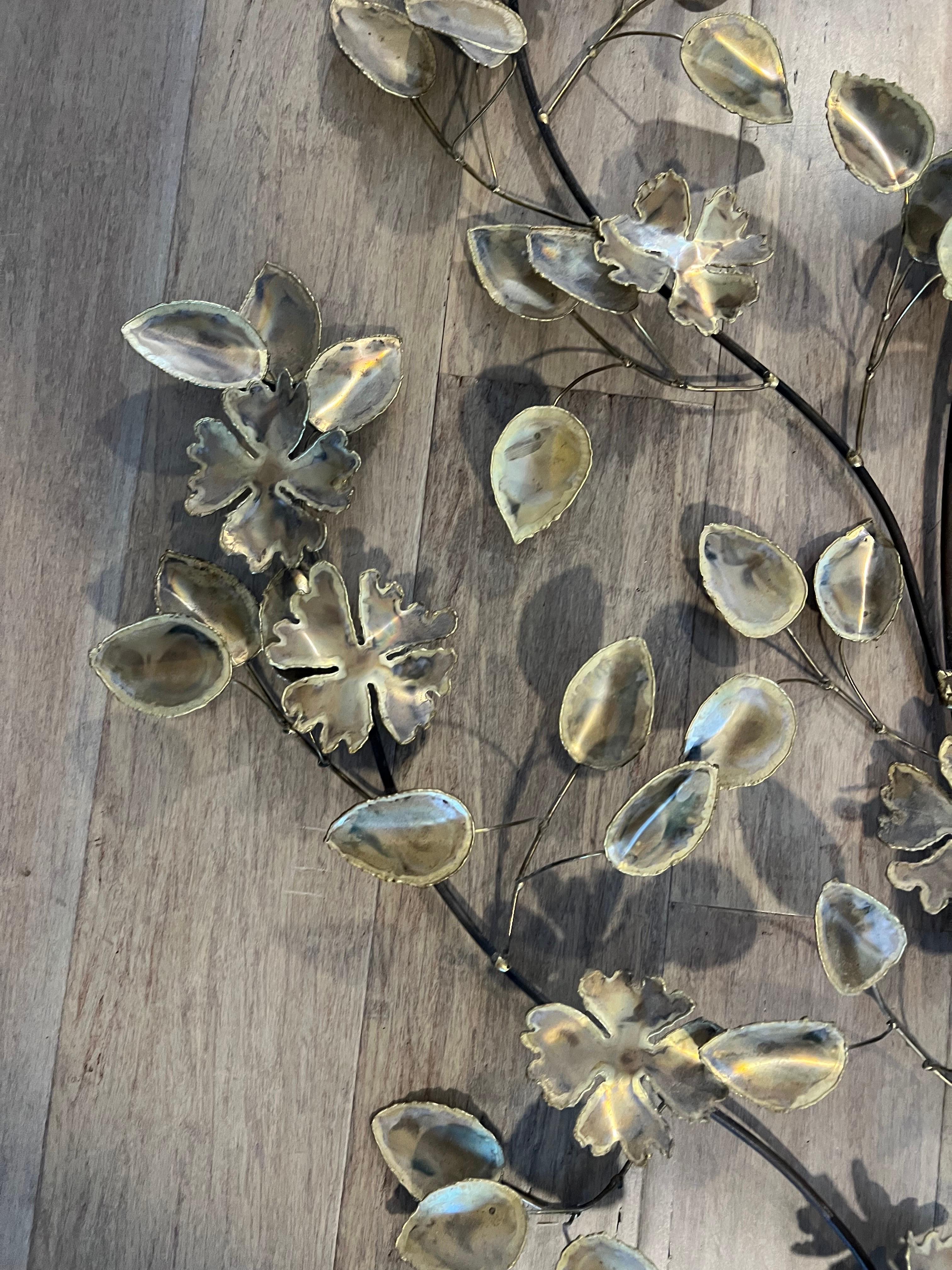 Mid Century Brutalist Floral Wall Sculpture For Sale 2