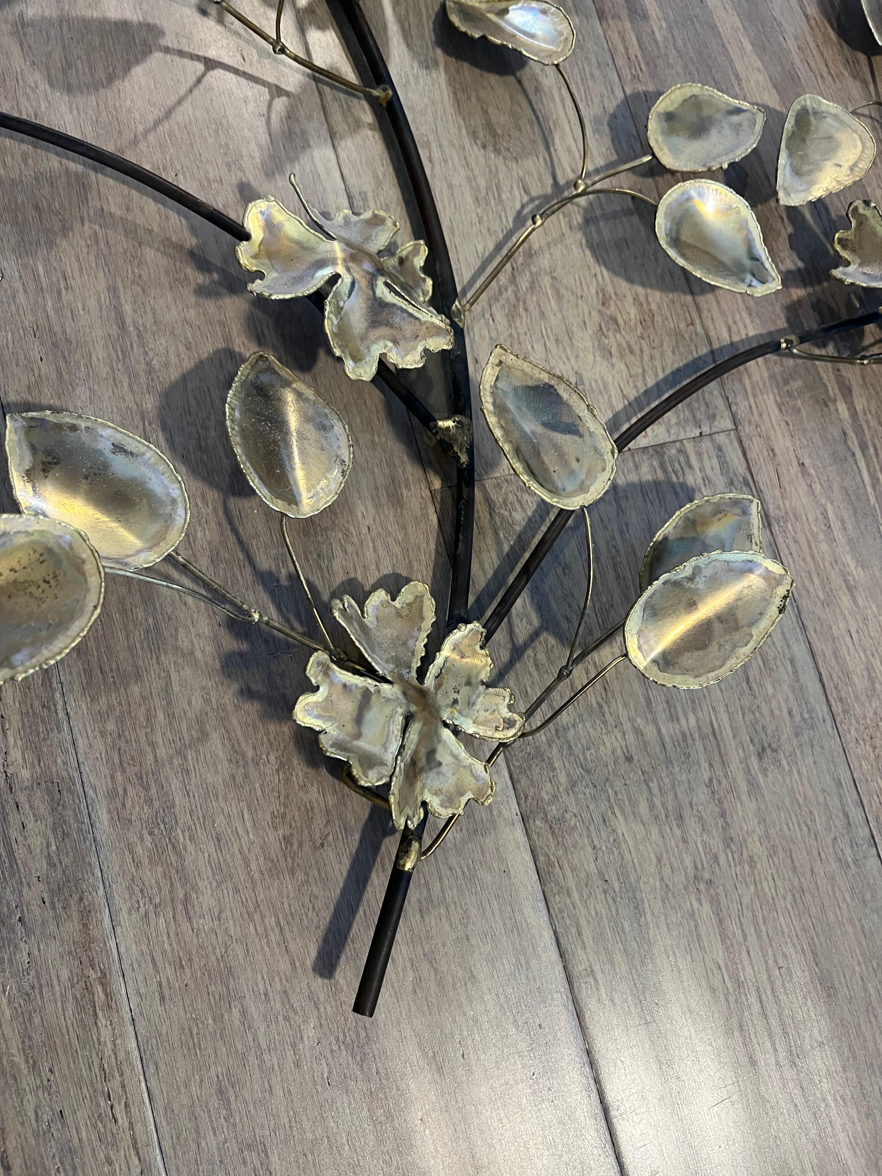 Mid Century Brutalist Floral Wall Sculpture For Sale 3