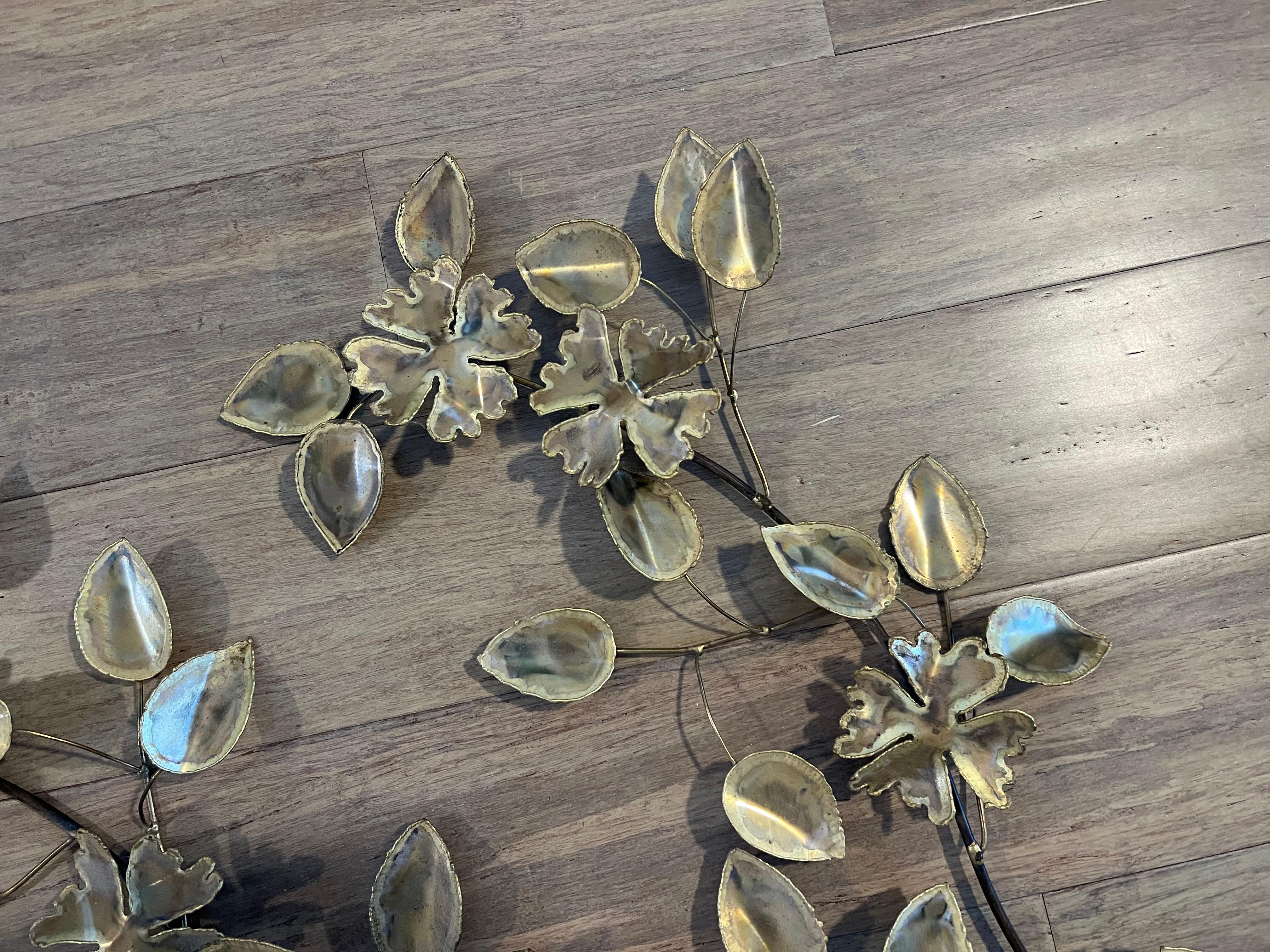 Mid Century Brutalist Floral Wall Sculpture For Sale 5