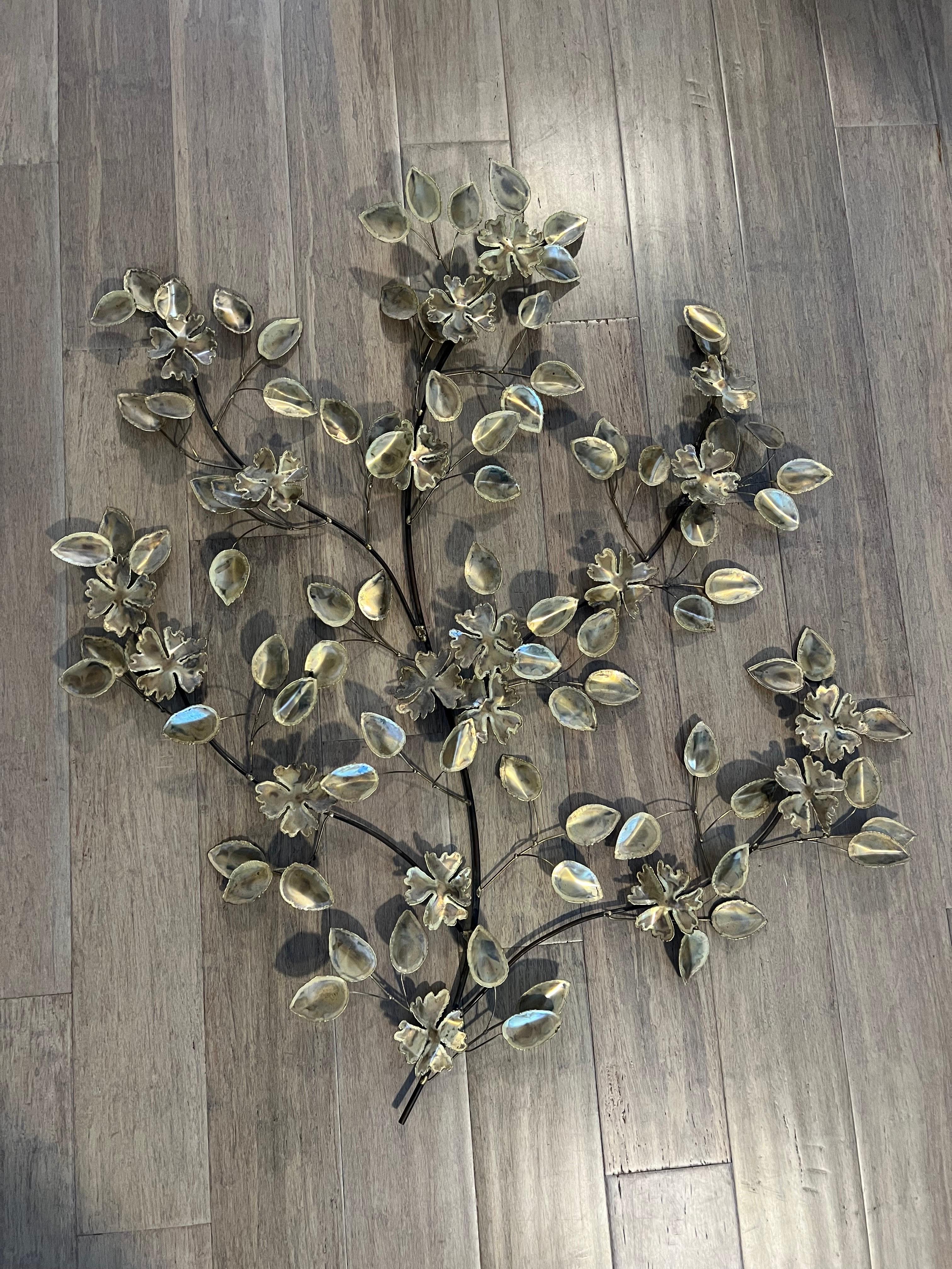 Mid-Century Modern Mid Century Brutalist Floral Wall Sculpture For Sale