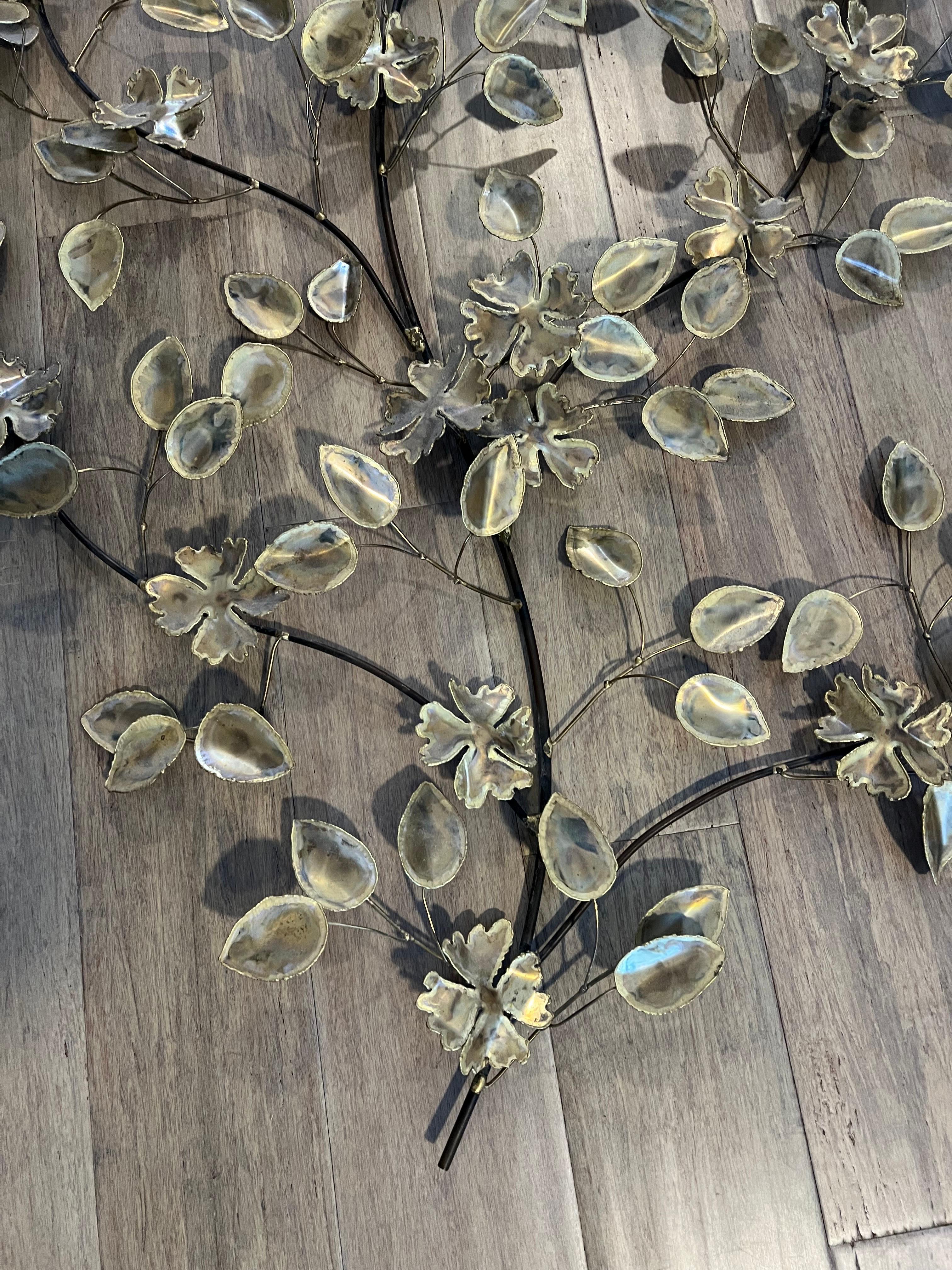 Late 20th Century Mid Century Brutalist Floral Wall Sculpture For Sale