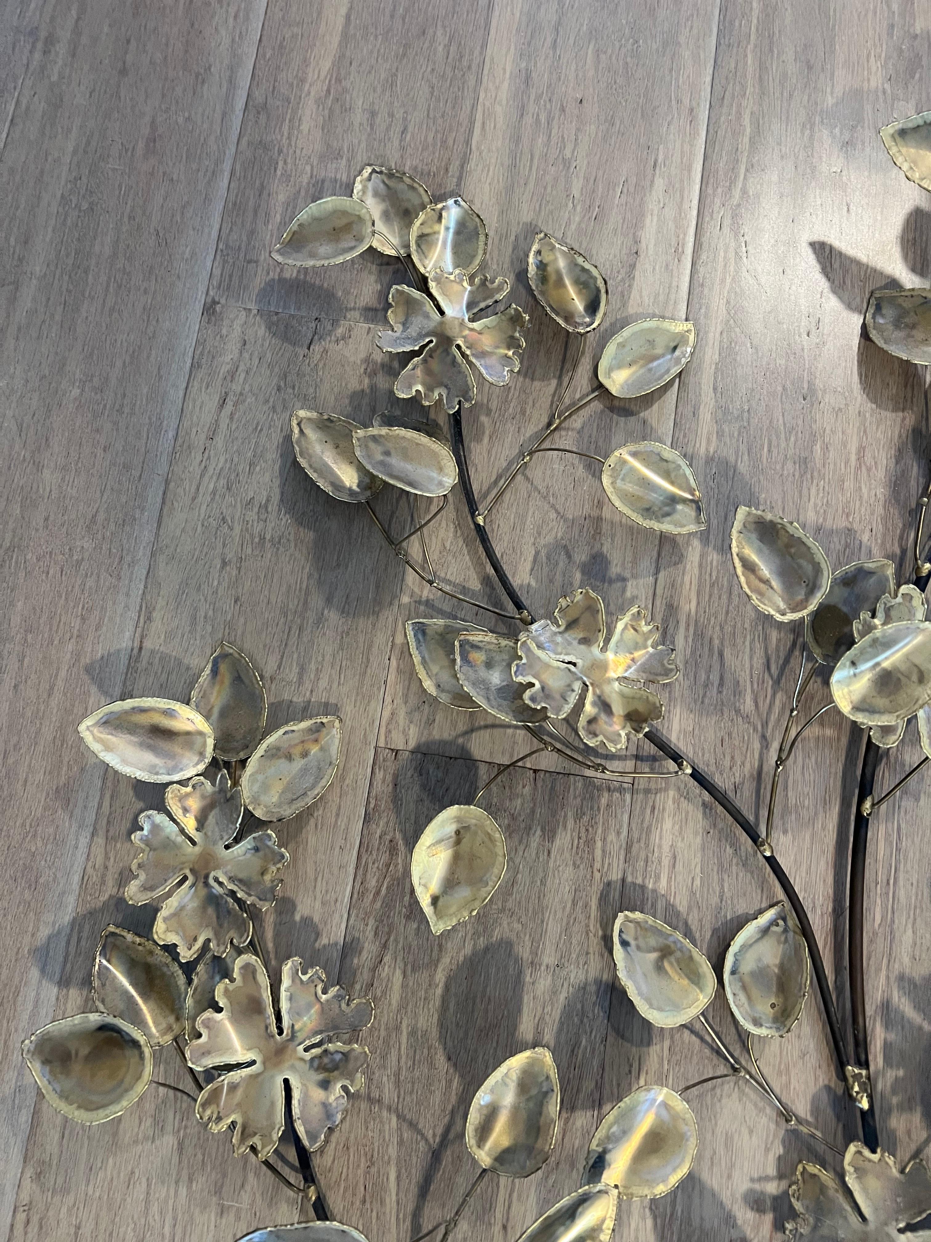 Mid Century Brutalist Floral Wall Sculpture For Sale 1