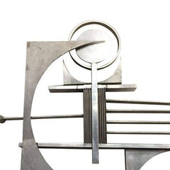Scultura geometrica da parete in alluminio e acciaio di metà secolo Brutalista a forma libera
