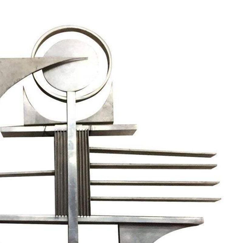 American Mid-century Brutalist Free-Form Aluminum & Steel Geometric Art Wall Sculpture For Sale