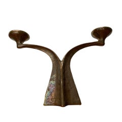 Mid-Century Brutalist German Bronze Candleholder from Harjes, 1960s
