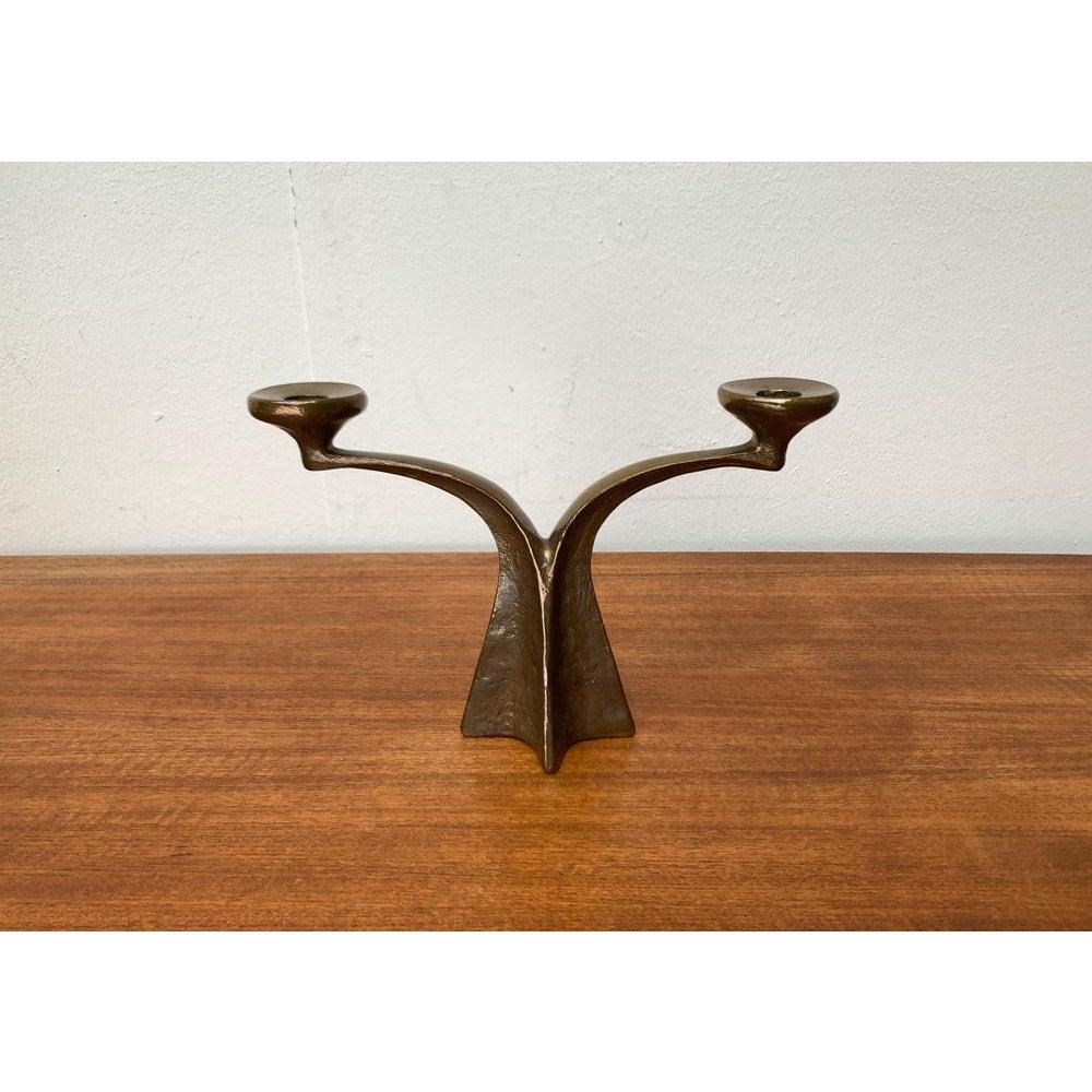Mid-Century Brutalist German Bronze Candleholder from Harjes, 1960s In Excellent Condition For Sale In Hamburg, DE