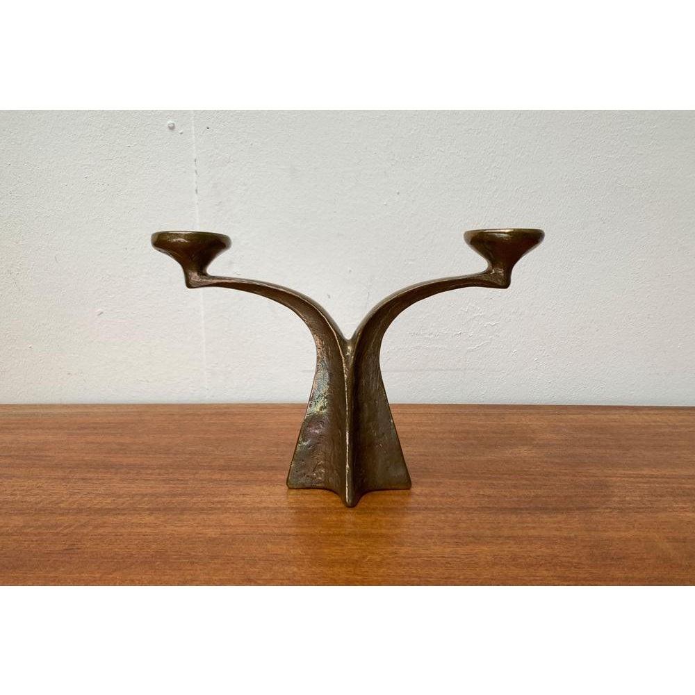 Metal Mid-Century Brutalist German Bronze Candleholder from Harjes, 1960s For Sale