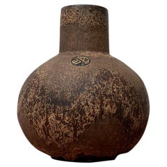 Mid-Century Brutalist German Pottery Fat Lava Vase from Ruscha Art, 1960s