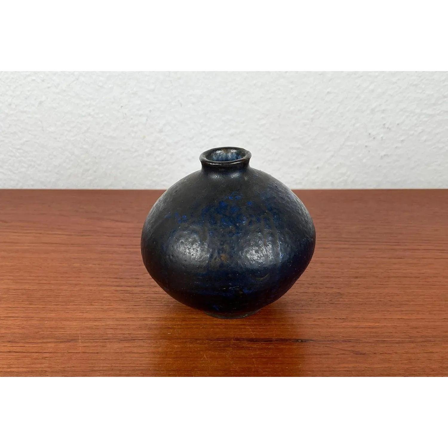 Ceramic Mid-Century Brutalist German Studio Pottery Vase by Gerhard Liebenthron, 1960s For Sale