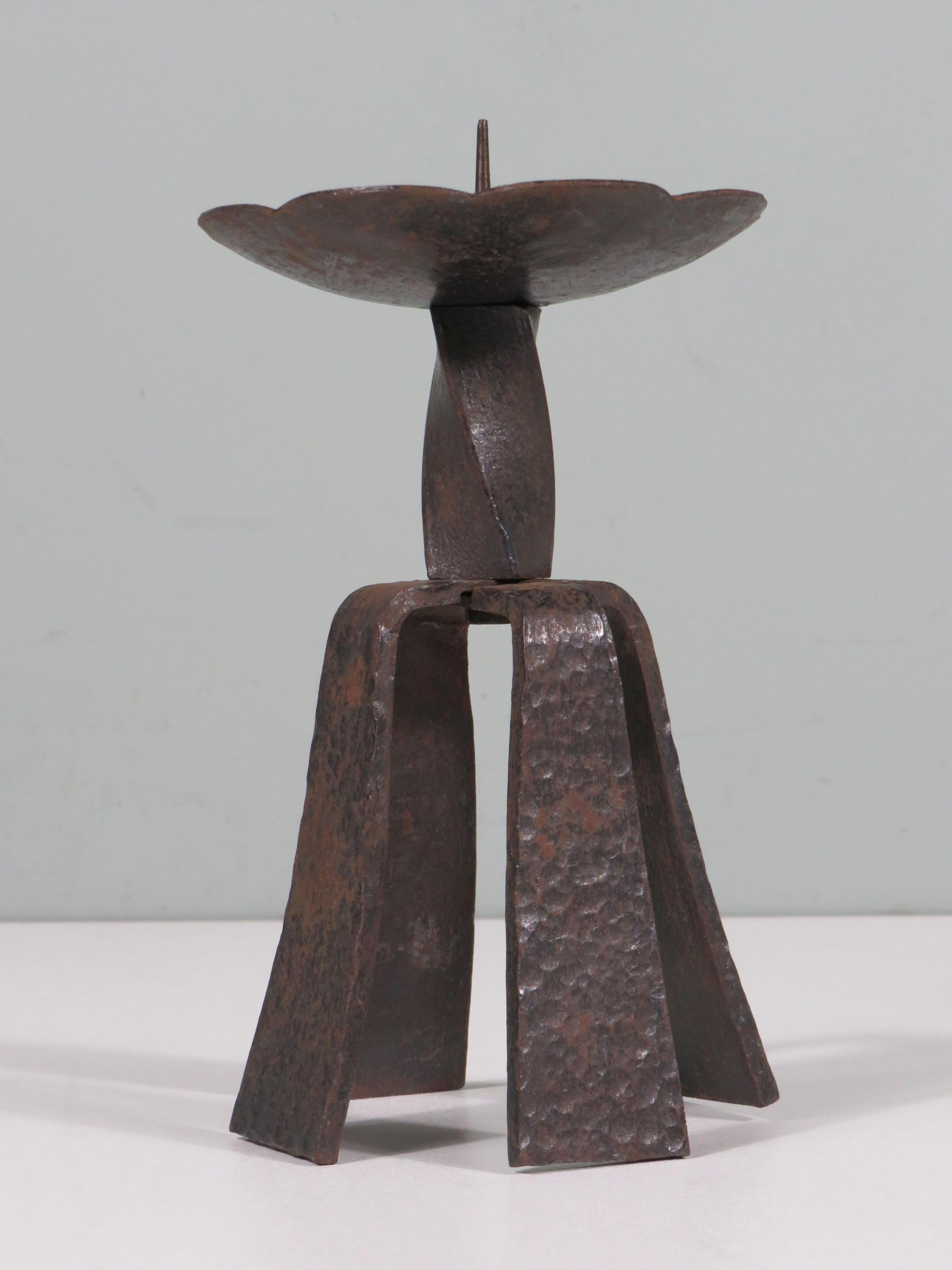 Mid-Century  brutalist hand-forged candlestick For Sale 2