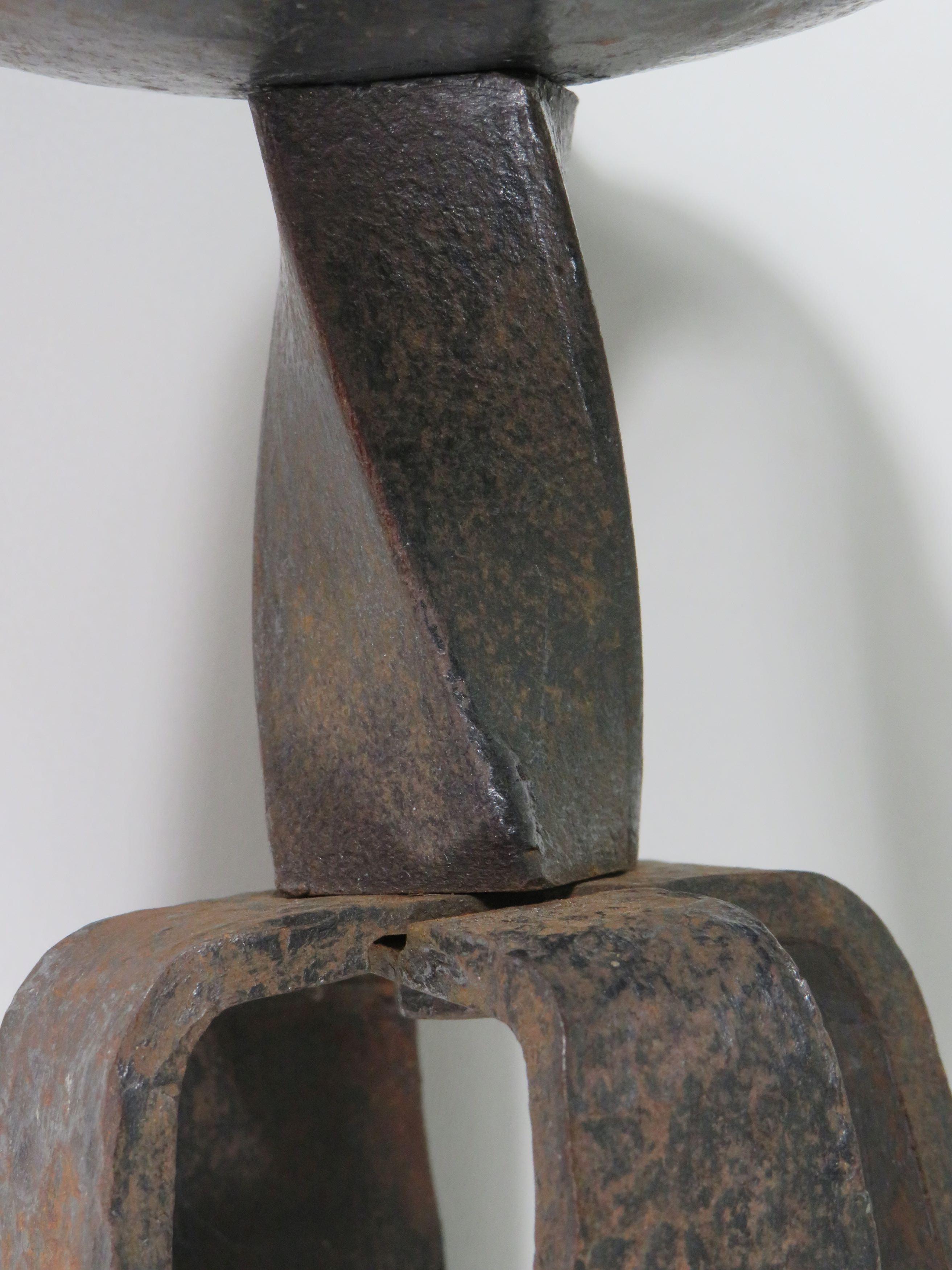 Forged Mid-Century  brutalist hand-forged candlestick For Sale
