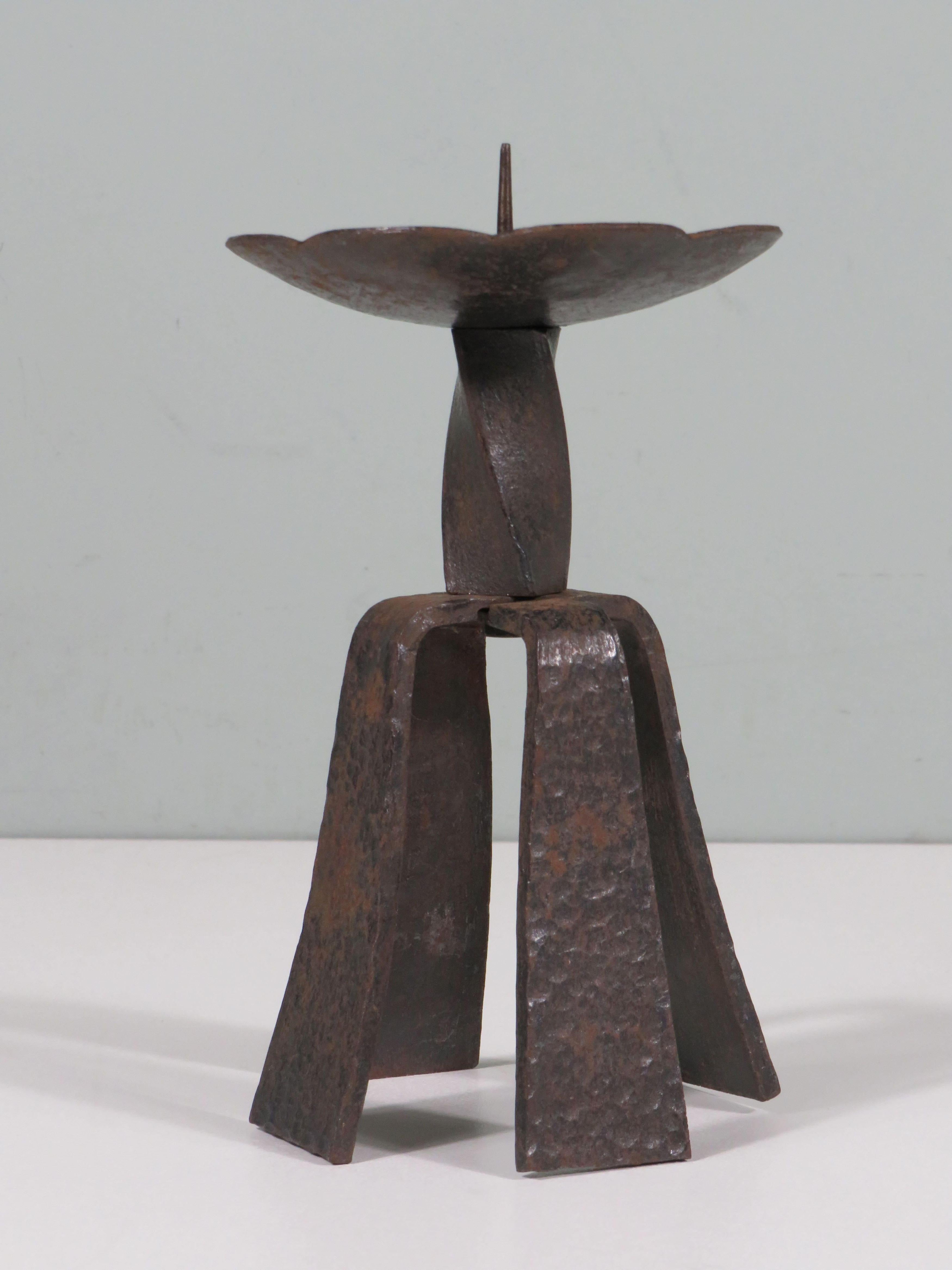 Mid-20th Century Mid-Century  brutalist hand-forged candlestick For Sale