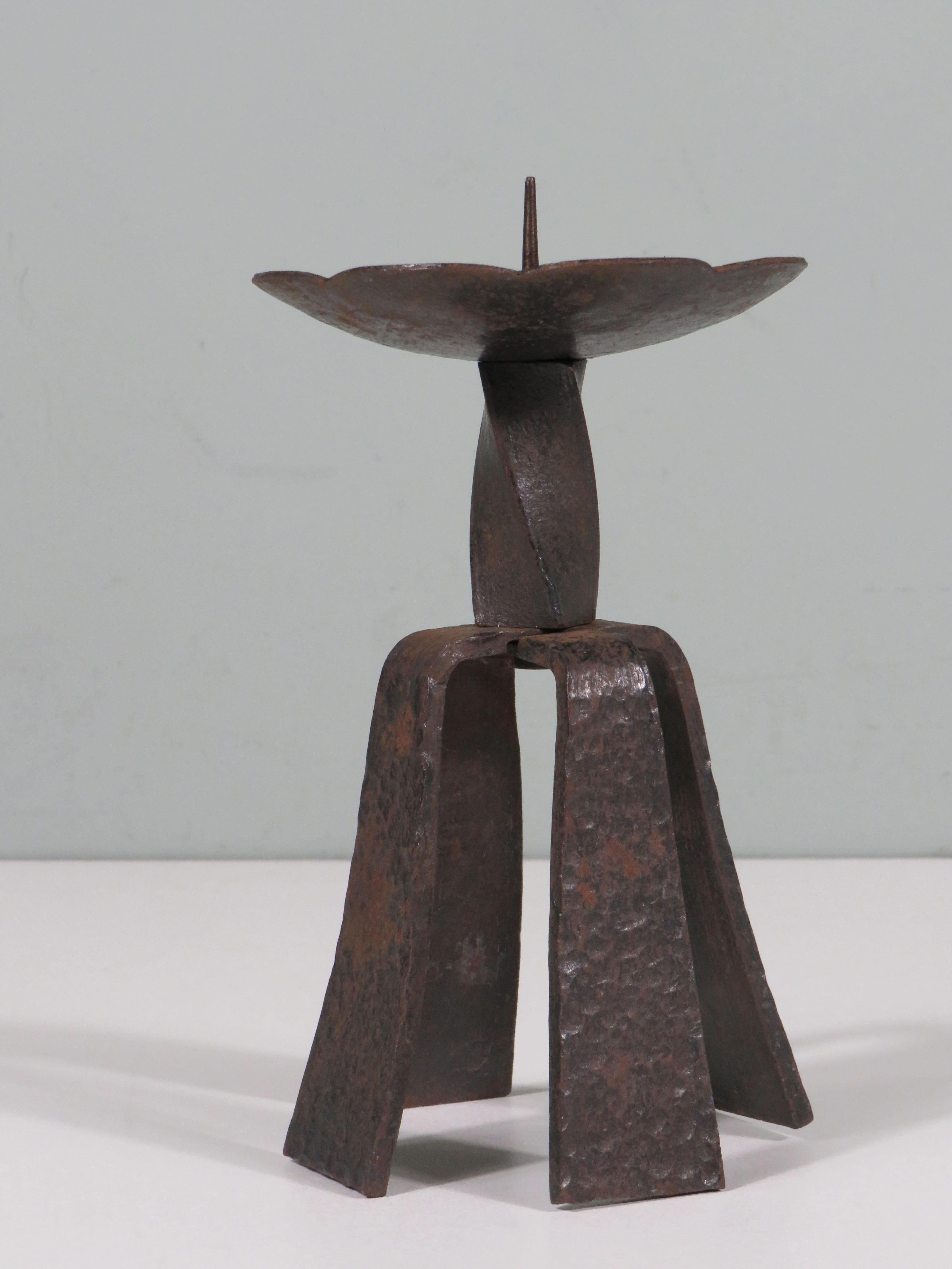 Mid-Century  brutalist hand-forged candlestick For Sale 1