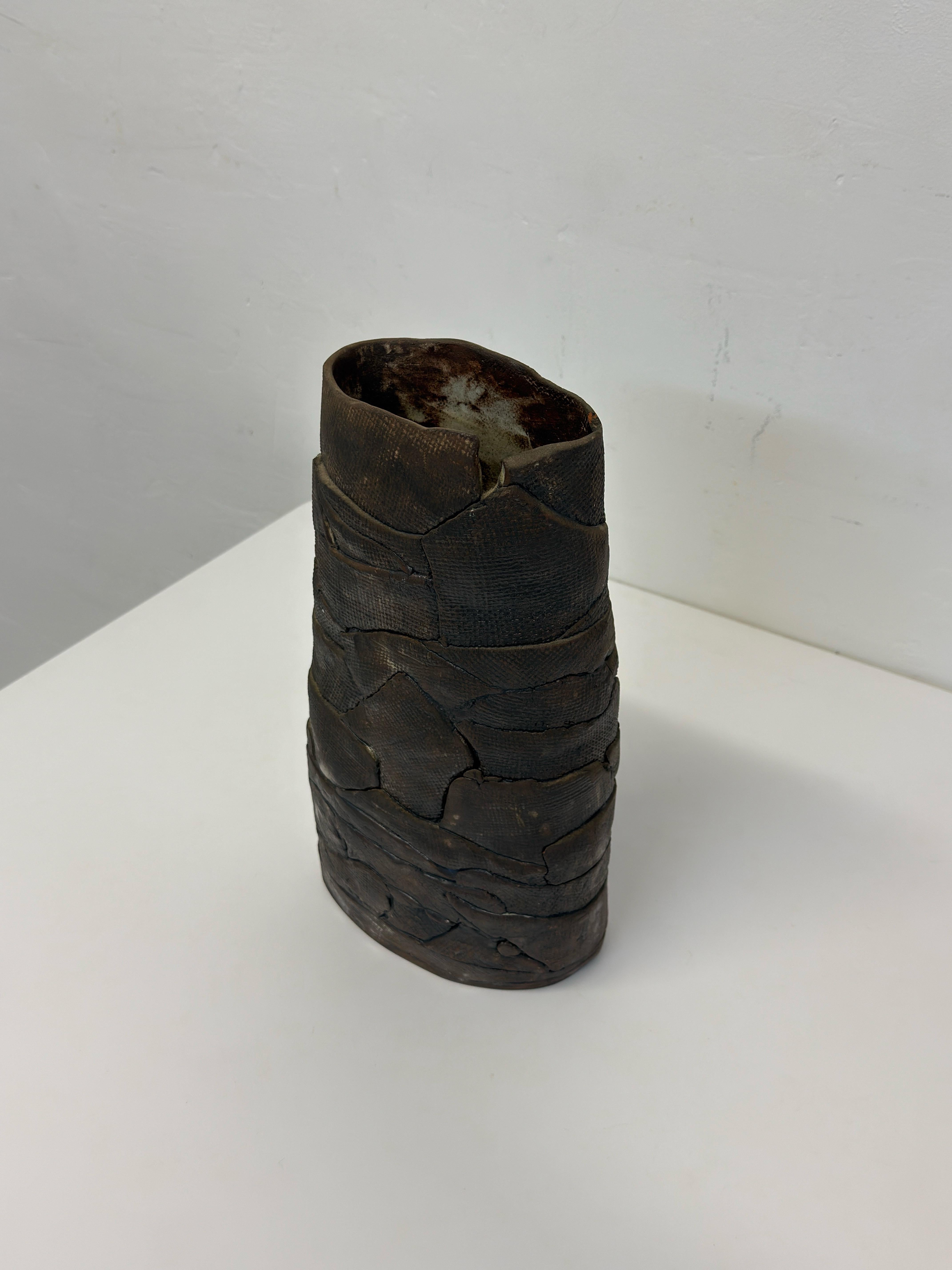 Mid-Century Brutalist Handcrafted Ceramic Vase, 1980 For Sale 5