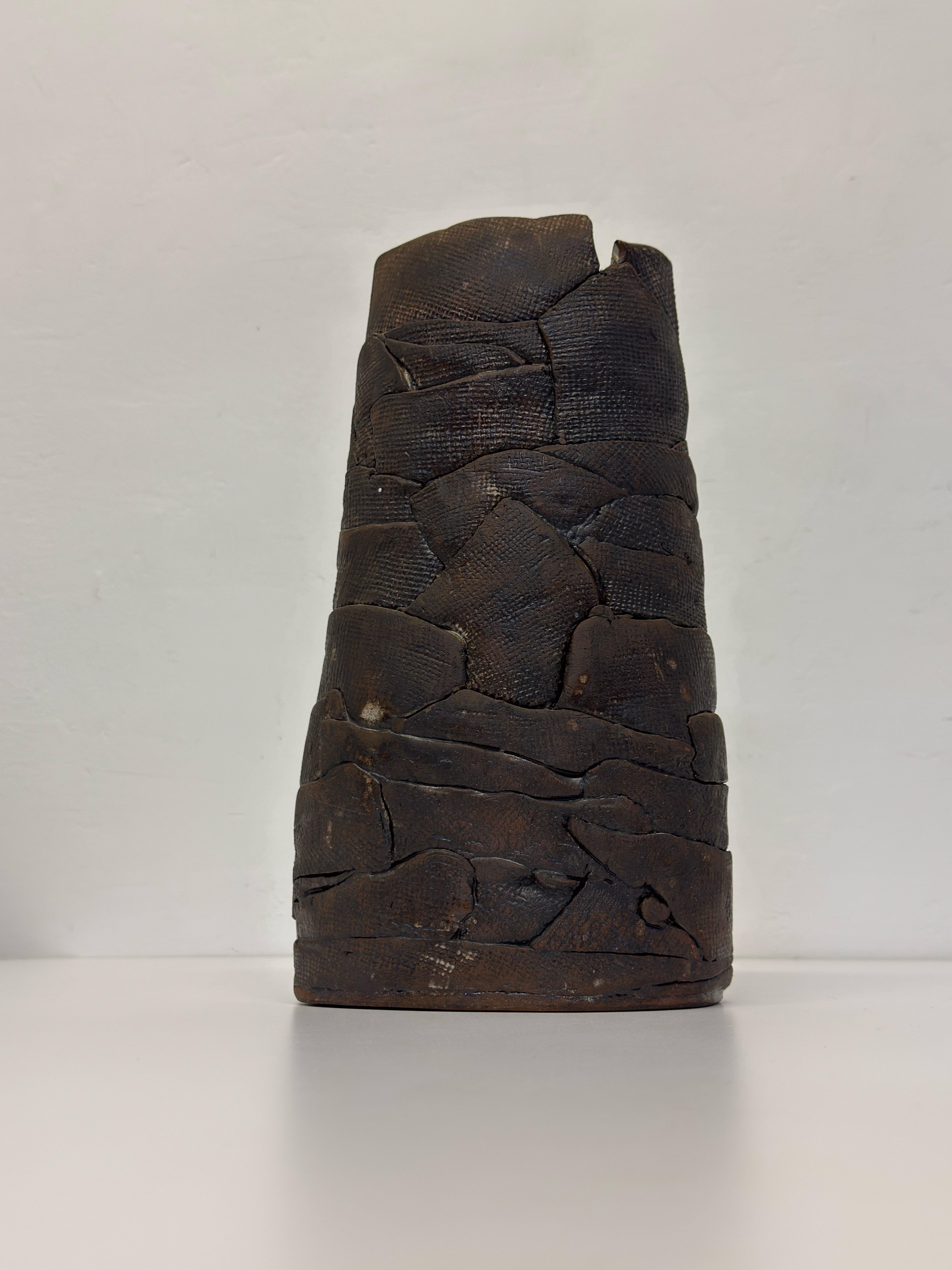 Mid-Century Brutalist Handcrafted Ceramic Vase, 1980 For Sale 3