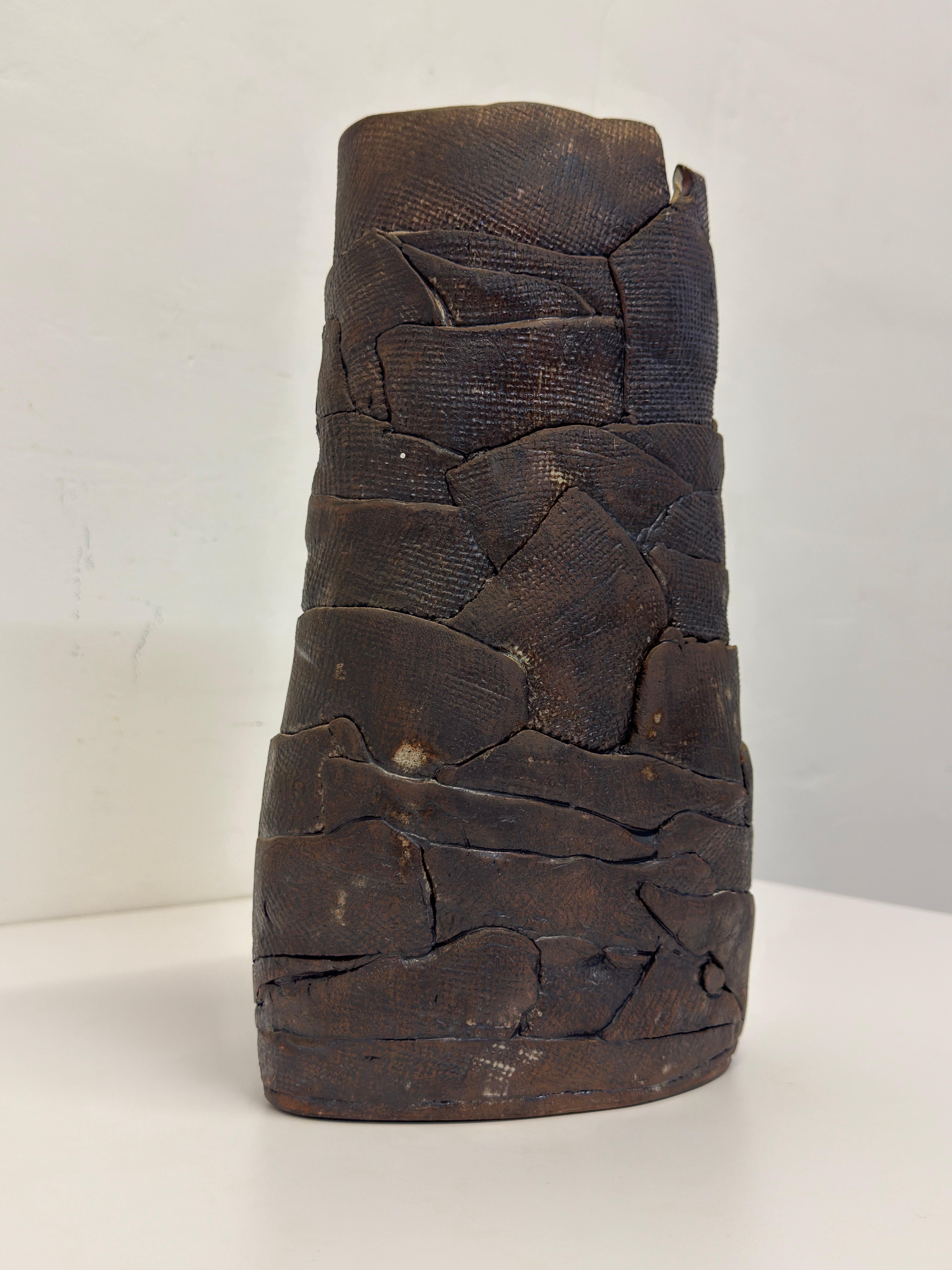 Mid-Century Brutalist Handcrafted Ceramic Vase, 1980 For Sale 4