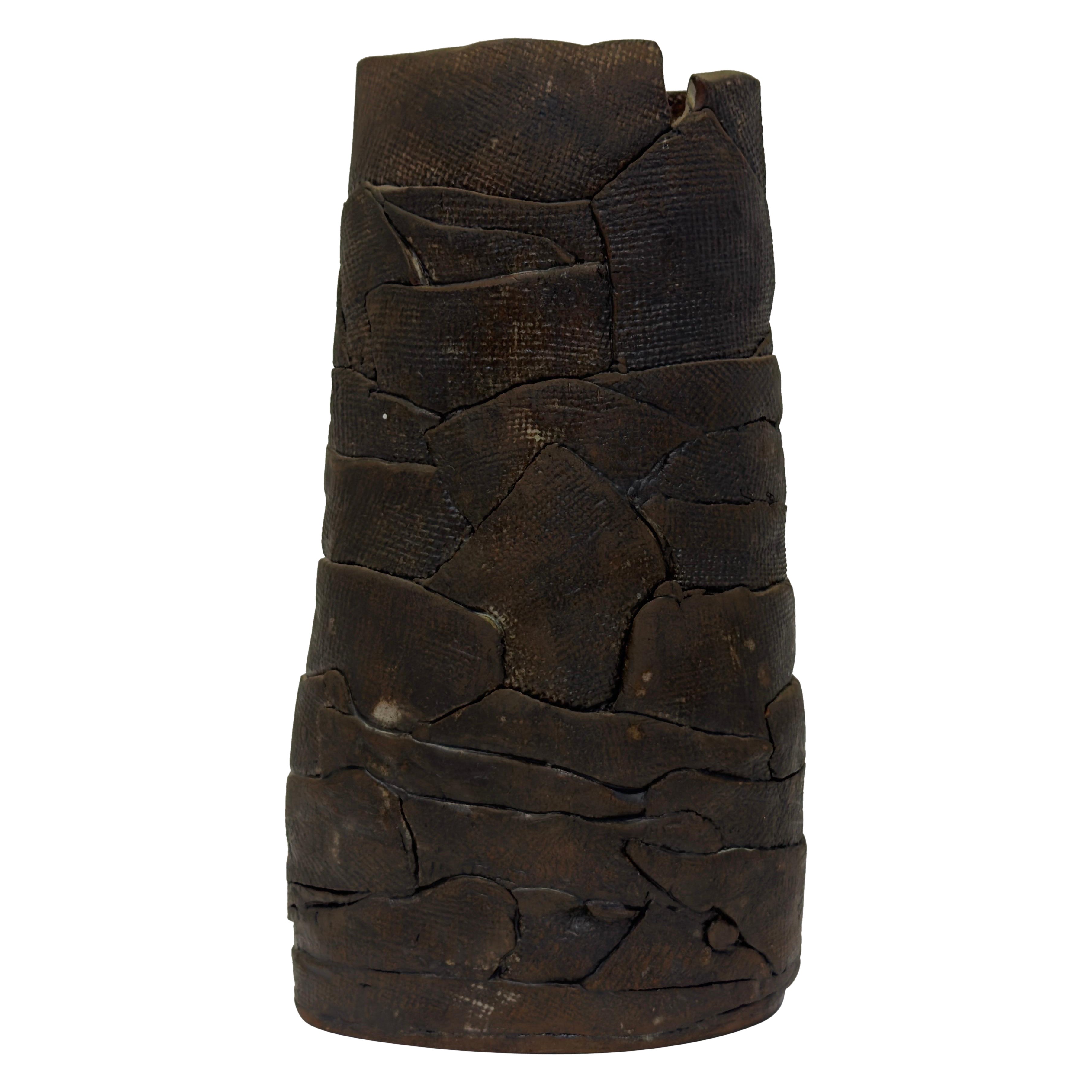 Mid-Century Brutalist Handcrafted Ceramic Vase, 1980
