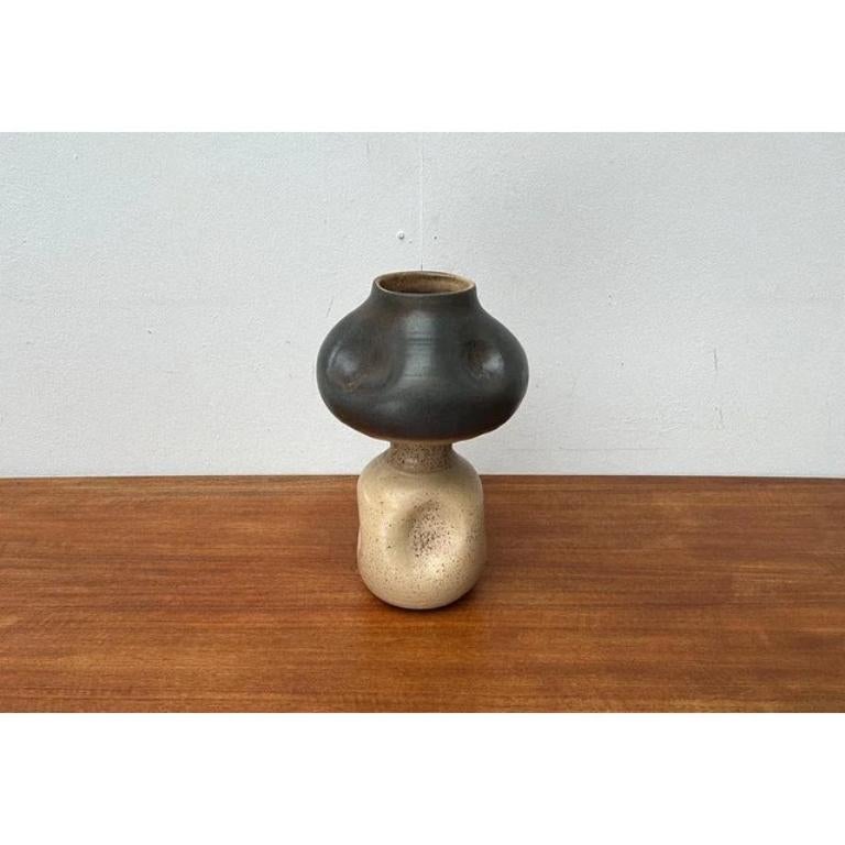 20th Century Mid-Century Brutalist Heavy German Studio Pottery Sculptural Vase, 1960s For Sale