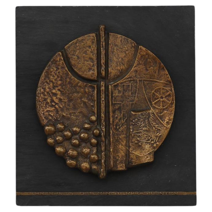 Mid-Century Brutalist Honorary Brass Cast Plaque For Sale