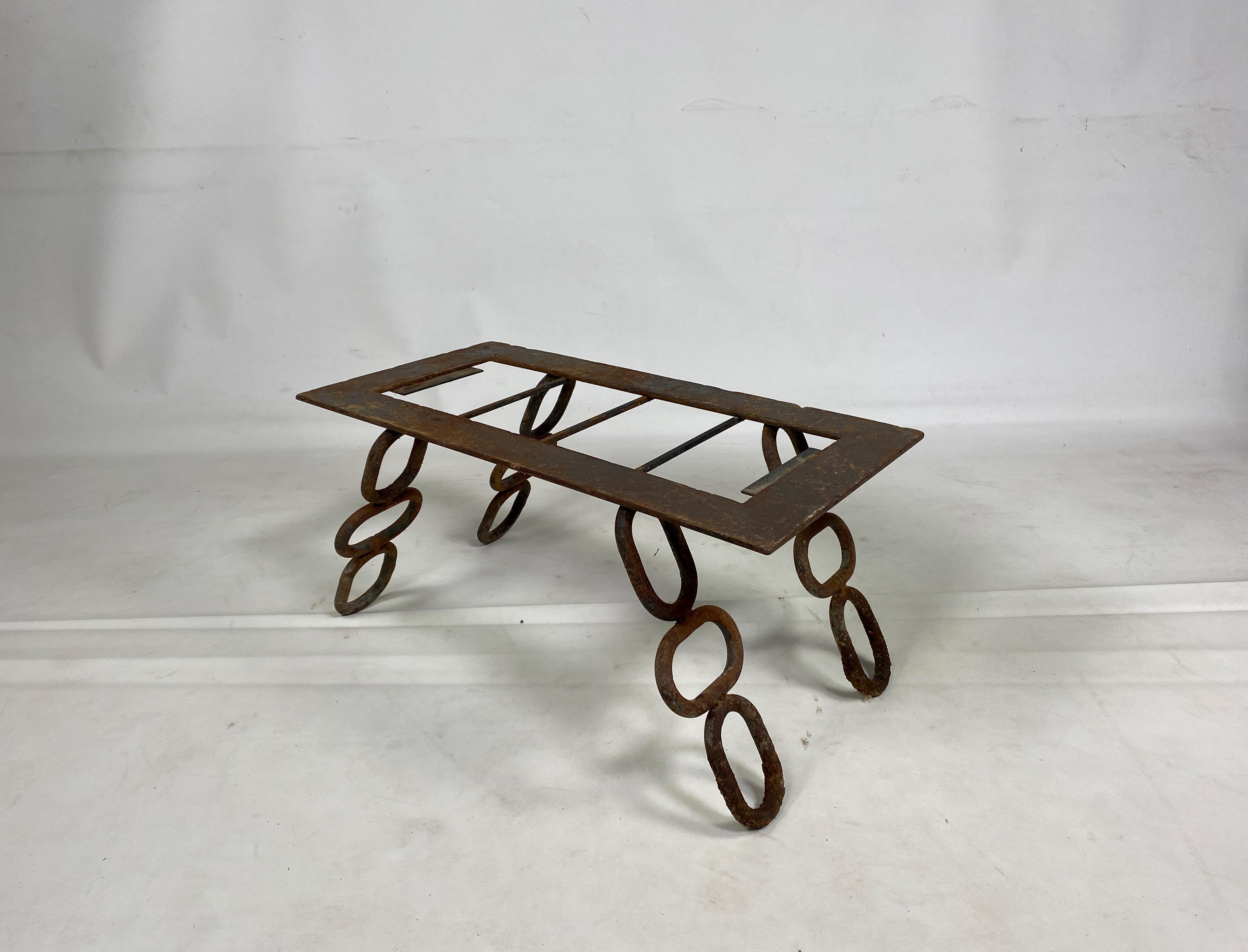 Coffee table

Iron frame

Glass insert

Untouched condition 

France, 1960s.
