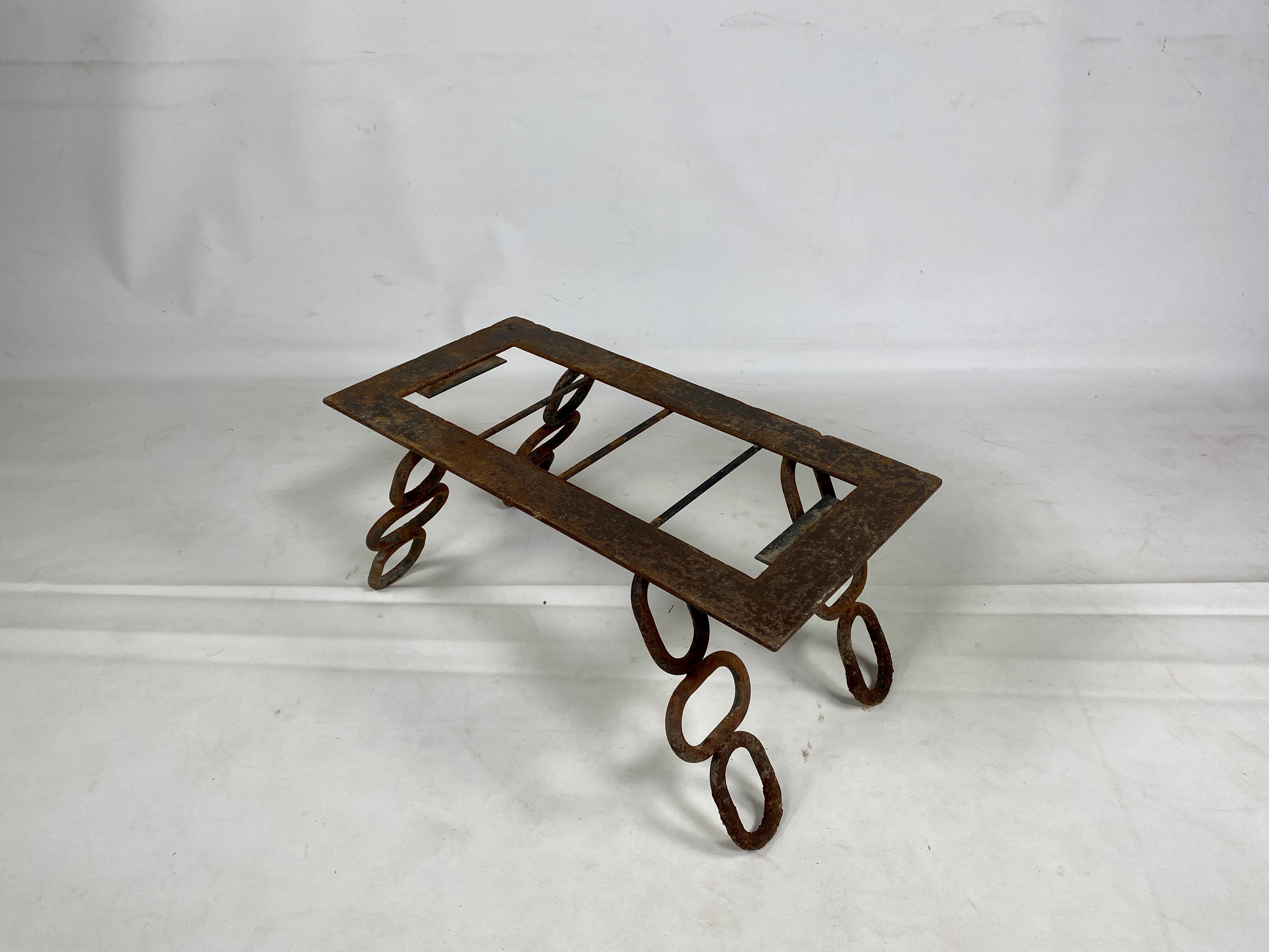 20th Century Midcentury Brutalist Iron Chain Link Coffee Table For Sale