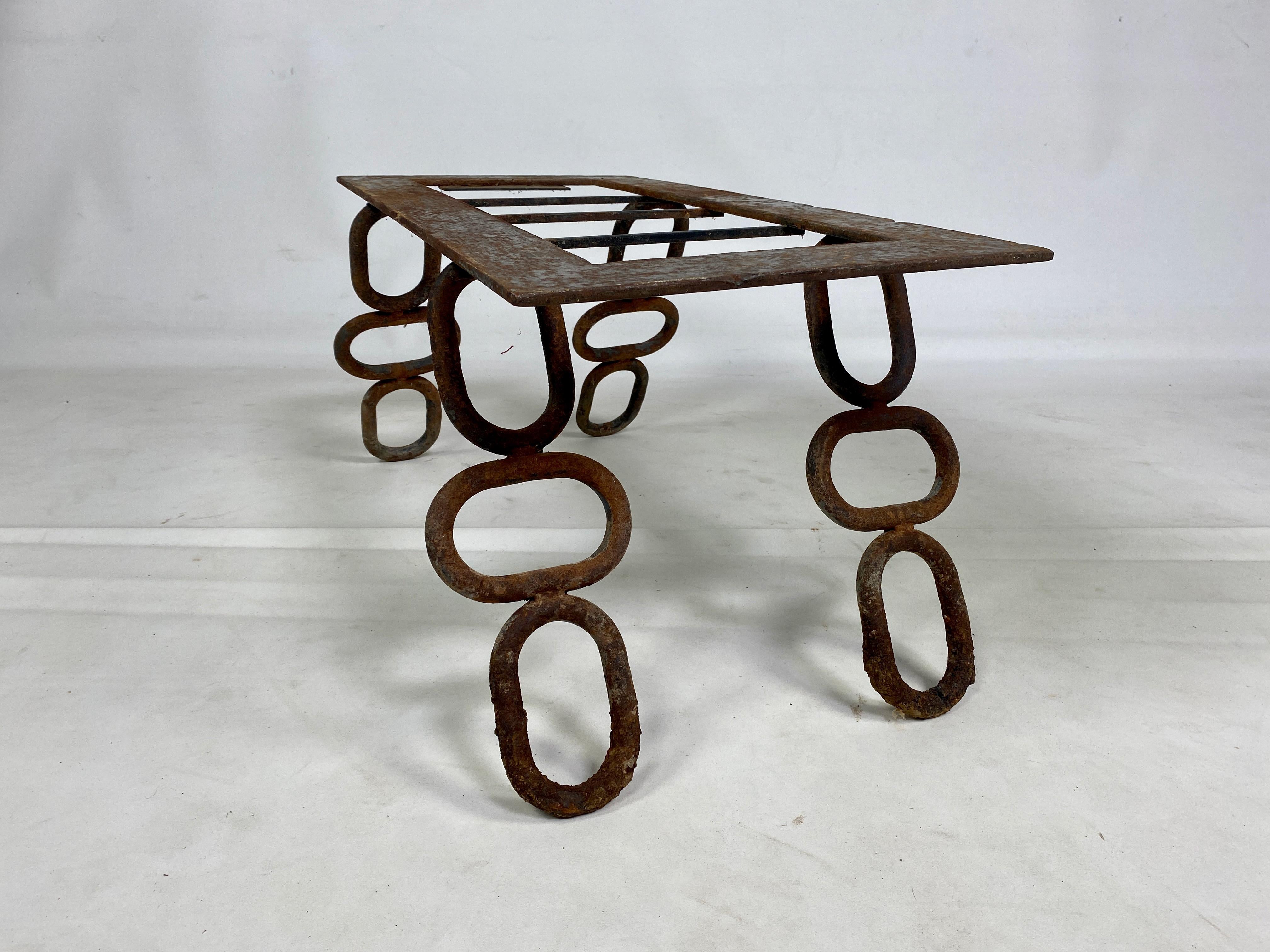 Midcentury Brutalist Iron Chain Link Coffee Table For Sale 2