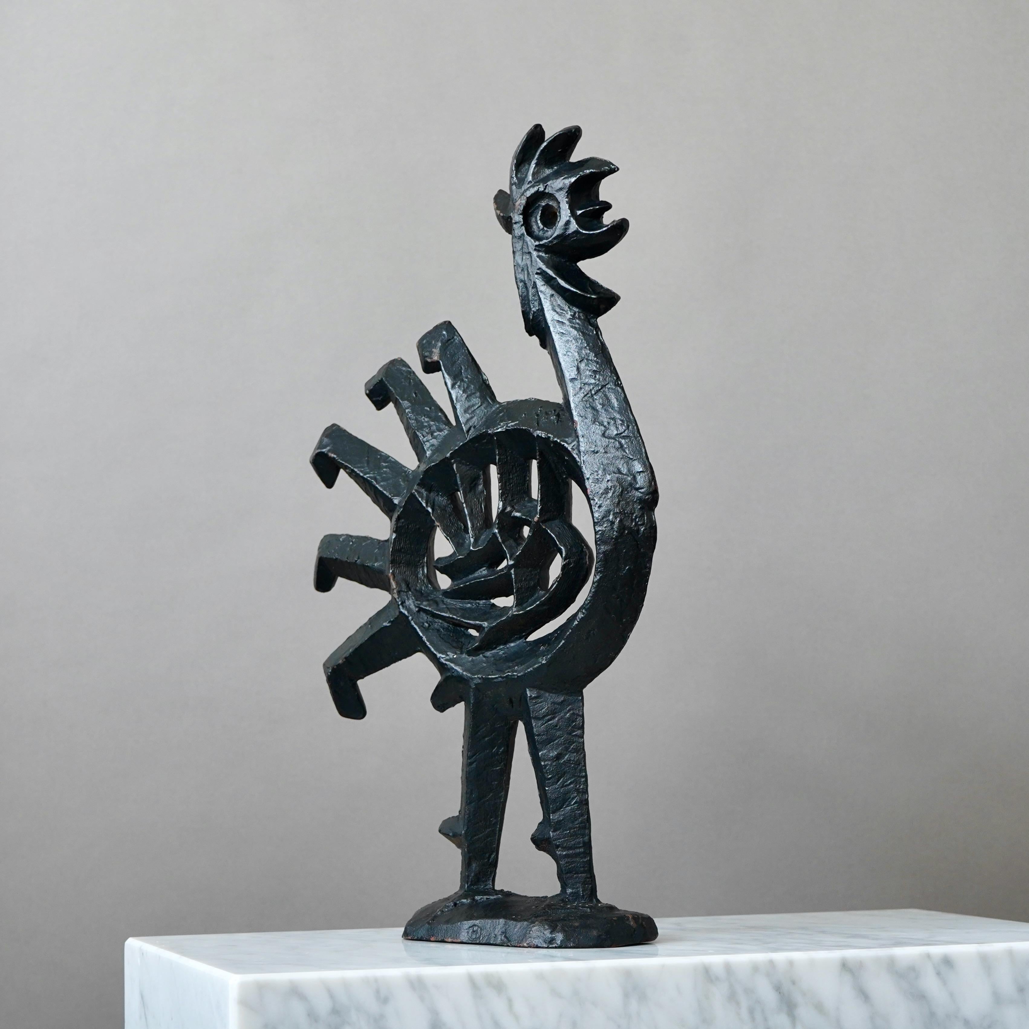 Cast Mid-century Brutalist Iron Fire Screen by Olle Hermansson for Husqvarna, Sweden For Sale