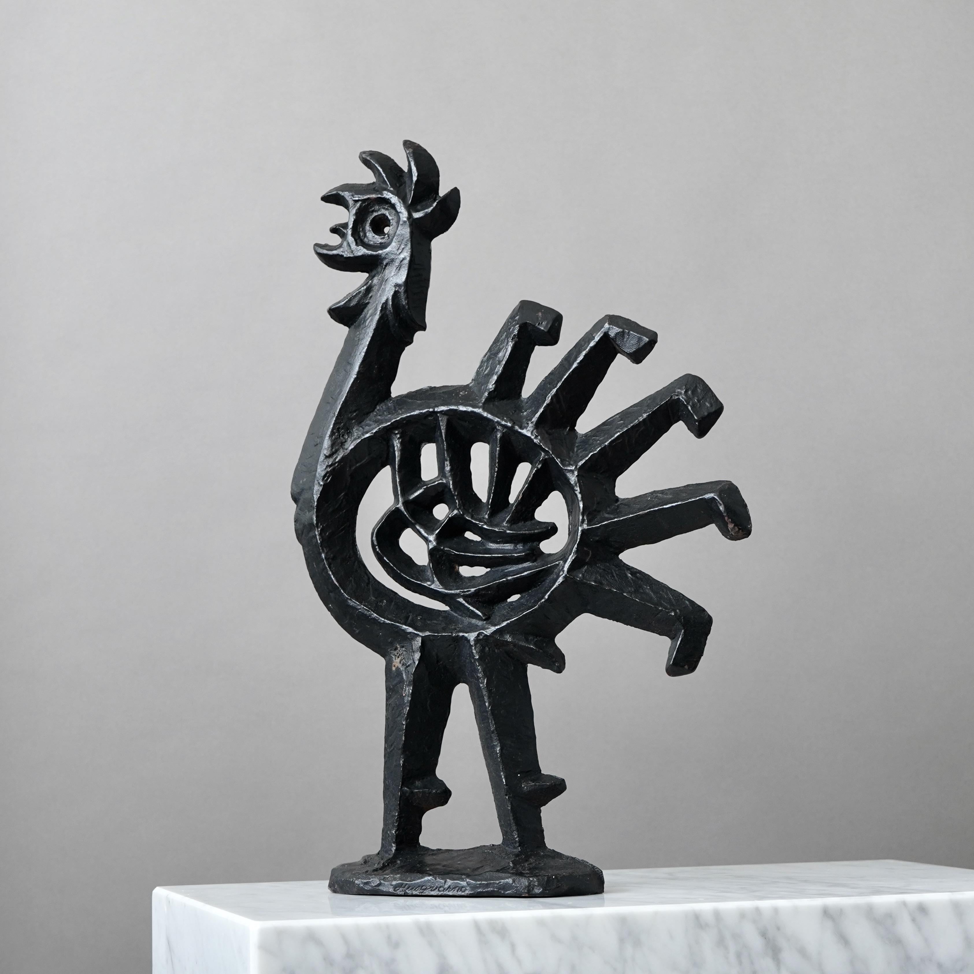 Mid-century Brutalist Iron Fire Screen by Olle Hermansson for Husqvarna, Sweden For Sale 1