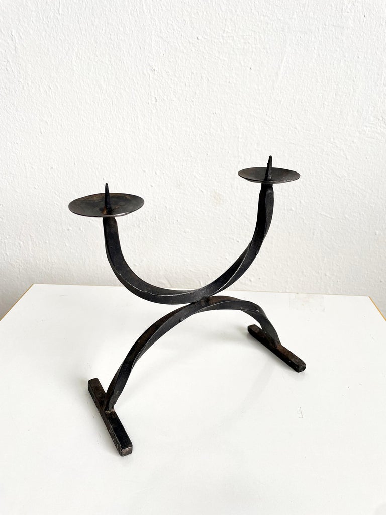 Bougeoir Brutaliste Années 80 – Style Memphis – Marbre Noir – Hauteur 40 Cm – France