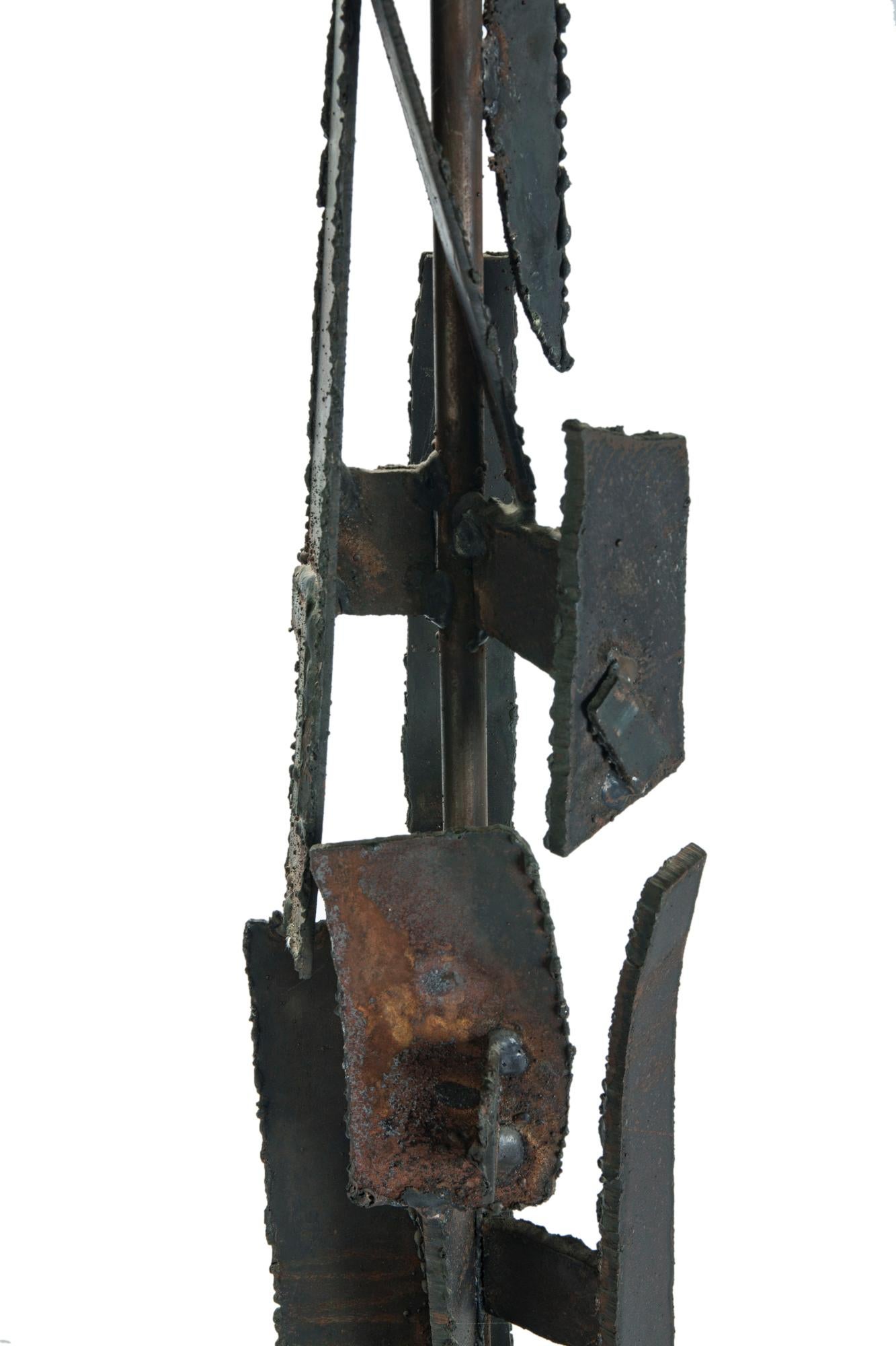 Mid Century Brutalist Iron Lamp For Sale 11