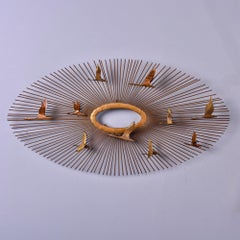 Brutalistische Mid-Century-Wandskulptur von Jere Friedle aus Messing mit Sonnenschliff und Vögeln