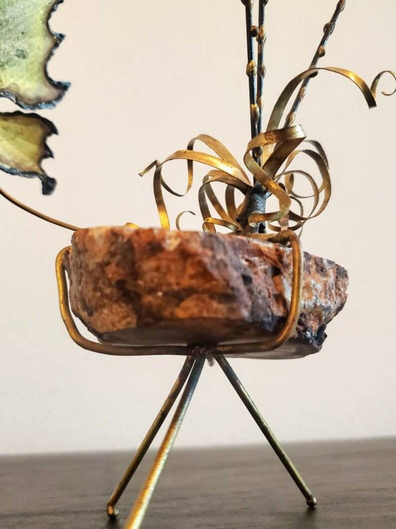 Metal Mid-Century Brutalist Kinetic Butterfly Geode Sculpture