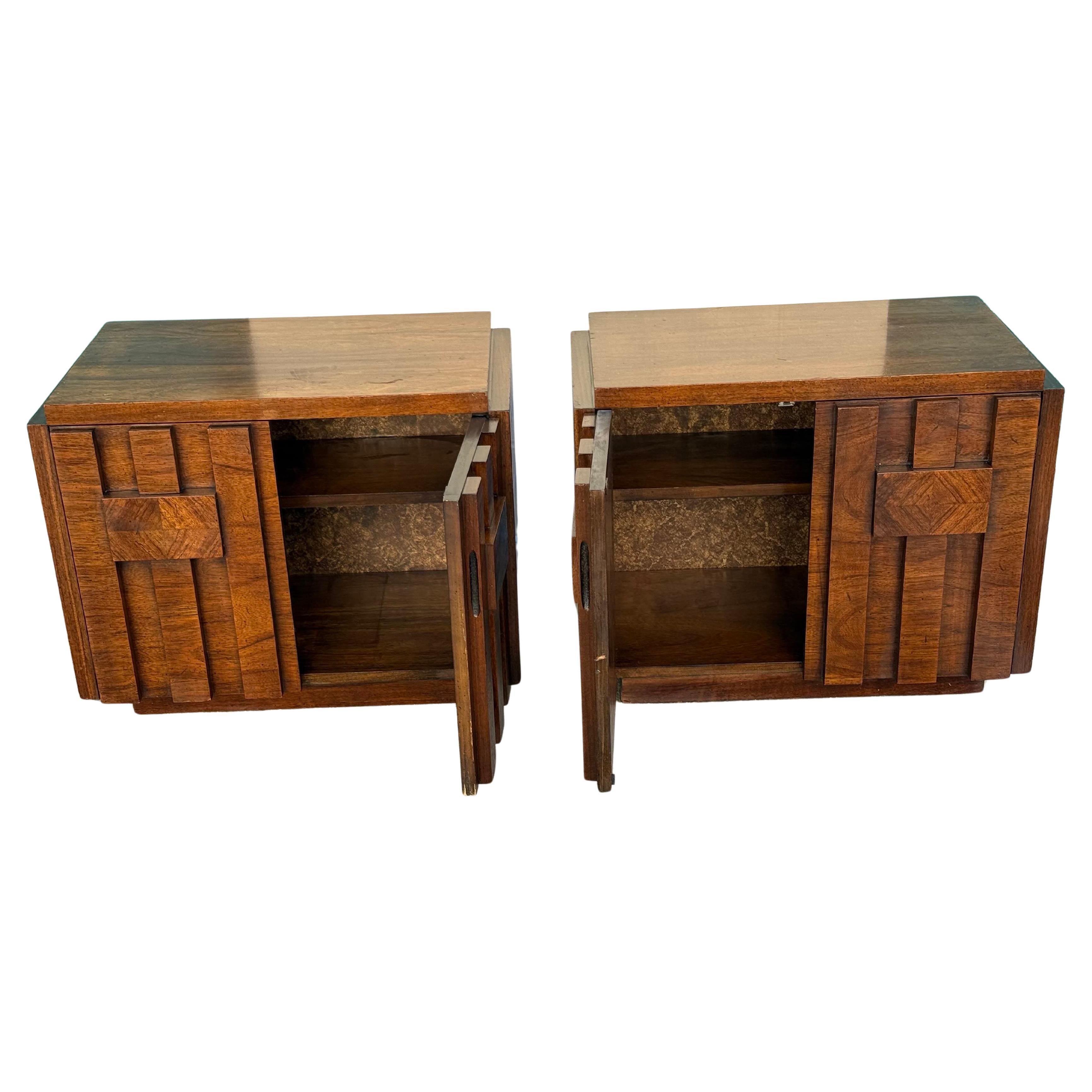 Tables de nuit Brutalist Lane Staccato du milieu du siècle Paul Evans 1970 en vente 3