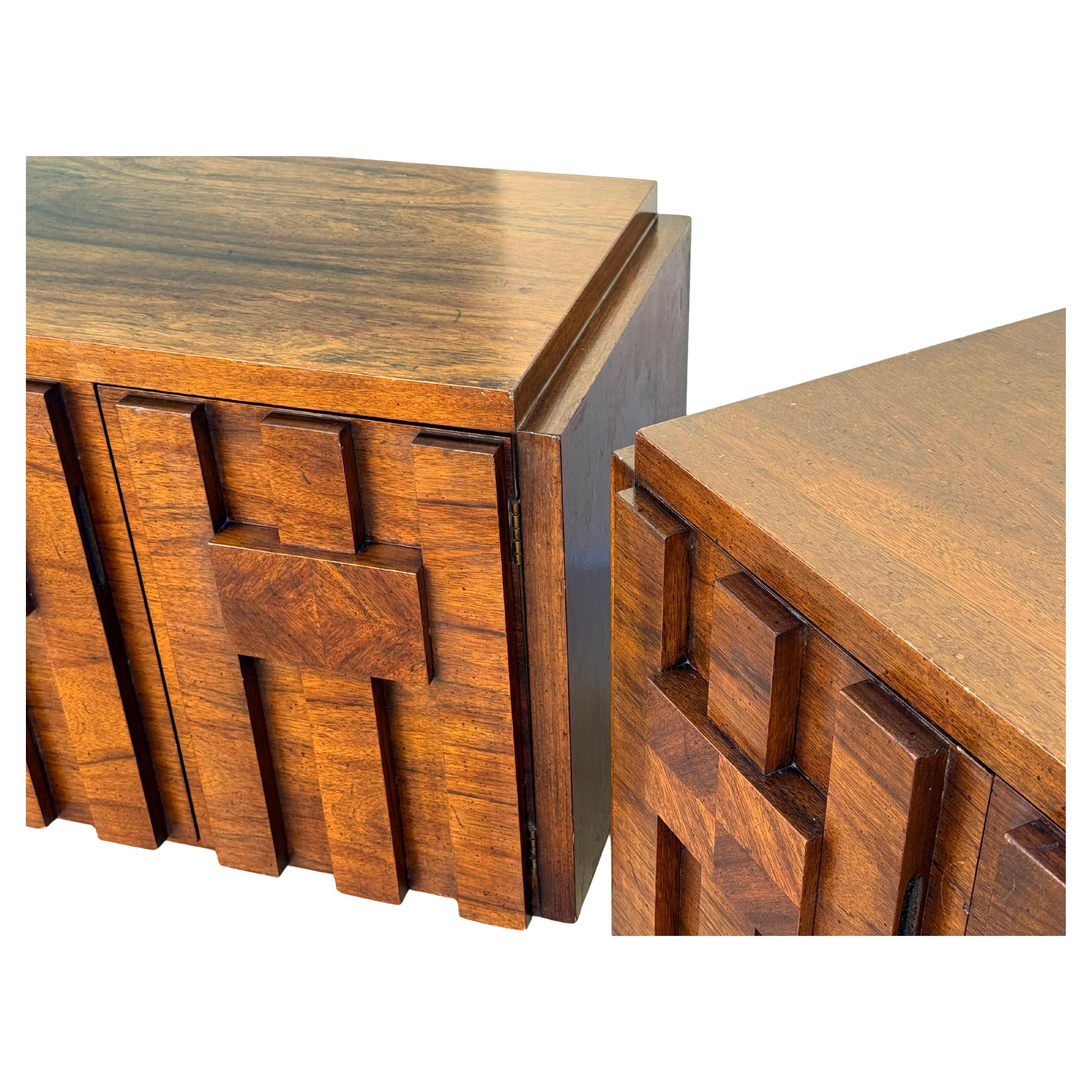 Tables de nuit Brutalist Lane Staccato du milieu du siècle Paul Evans 1970 en vente 1