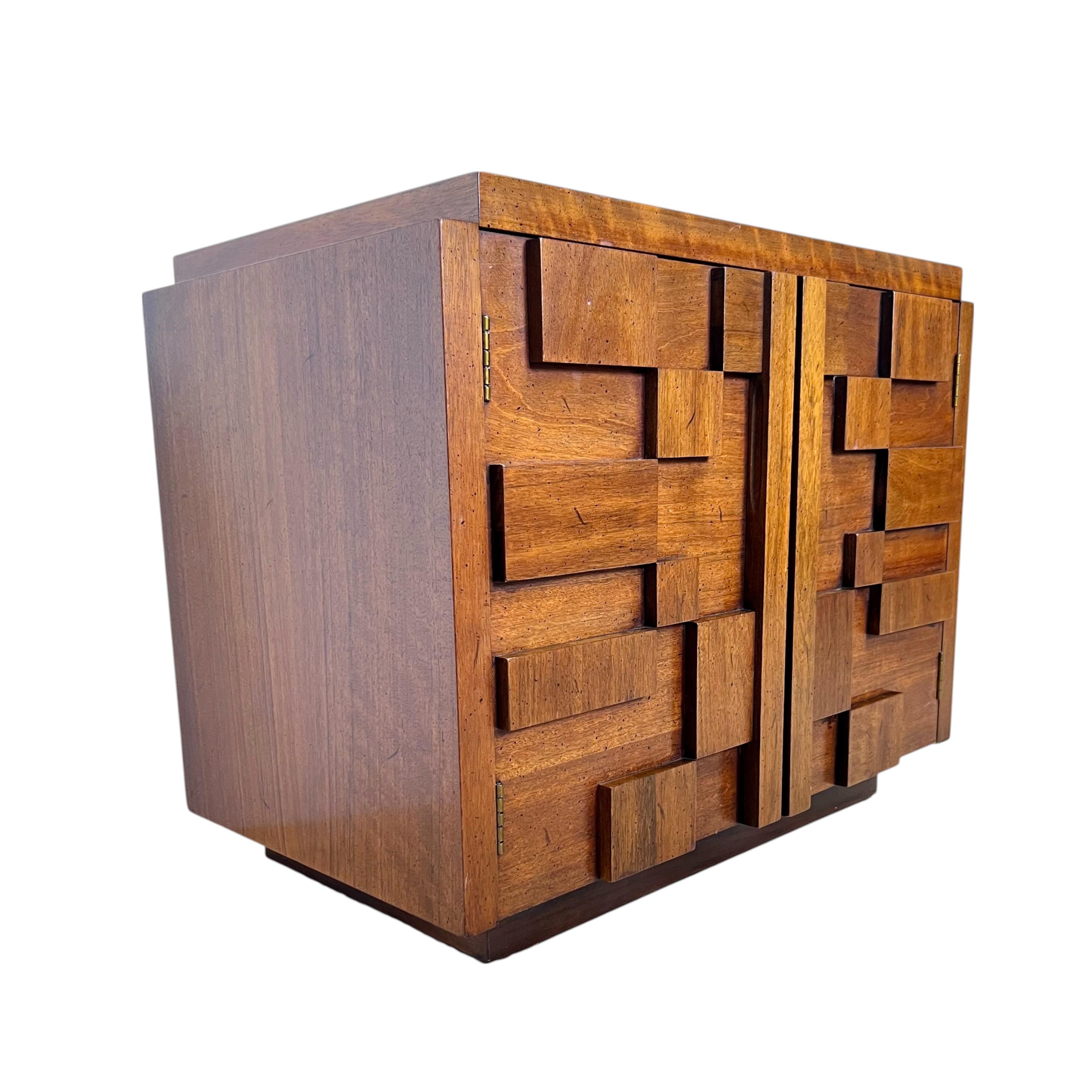 Tête de lit et table de nuit Queen Staccato de Lane Brutalist du milieu du siècle en vente 3