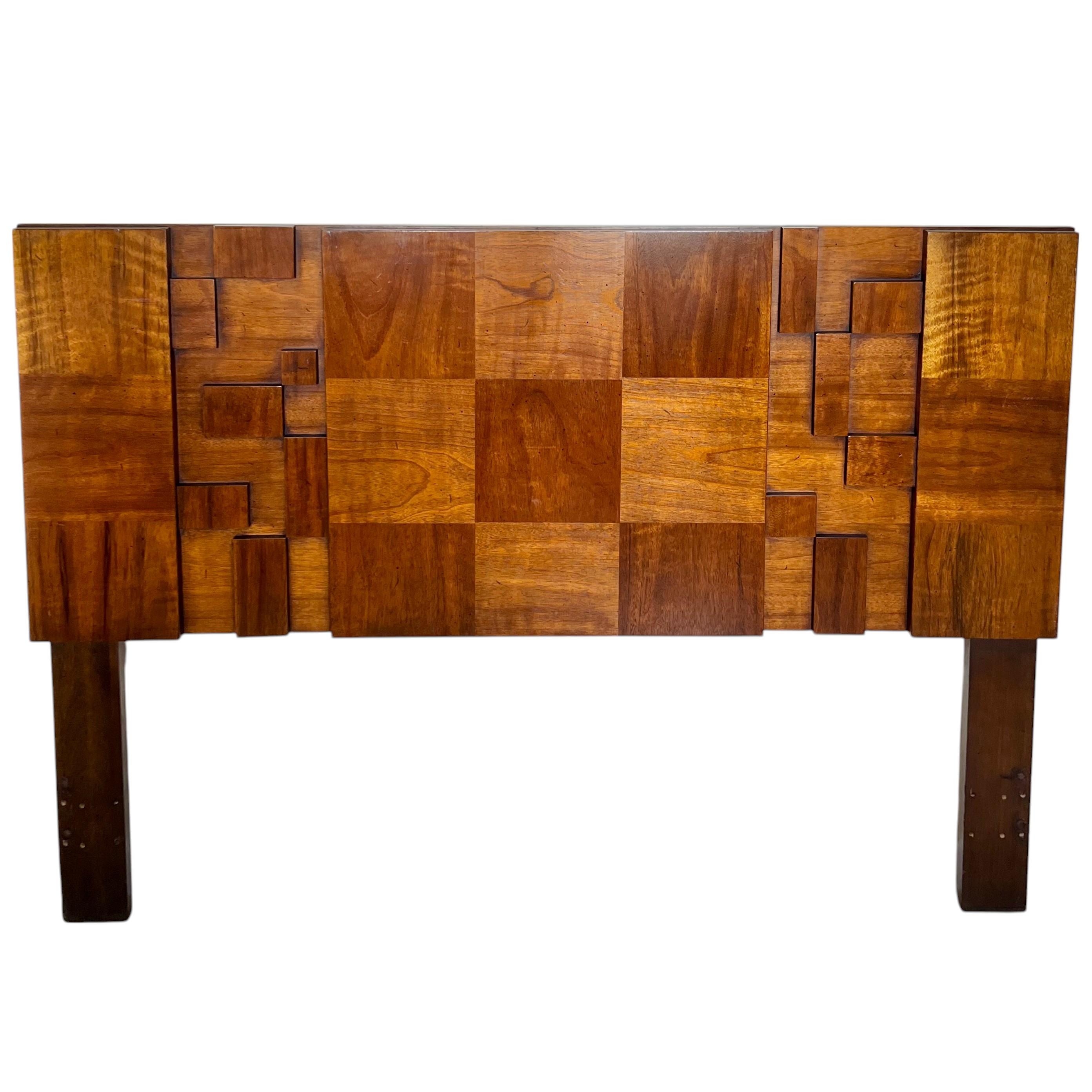 Américain Tête de lit et table de nuit Queen Staccato de Lane Brutalist du milieu du siècle en vente