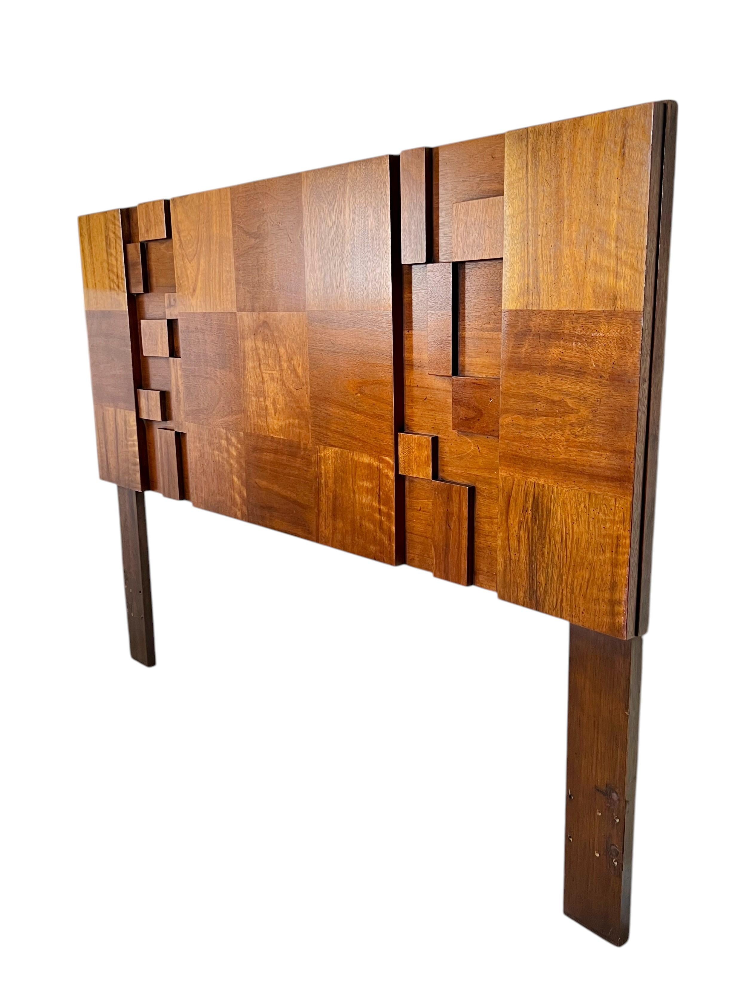 American Mid-Century Brutalist Lane Staccato Queen Headboard For Sale