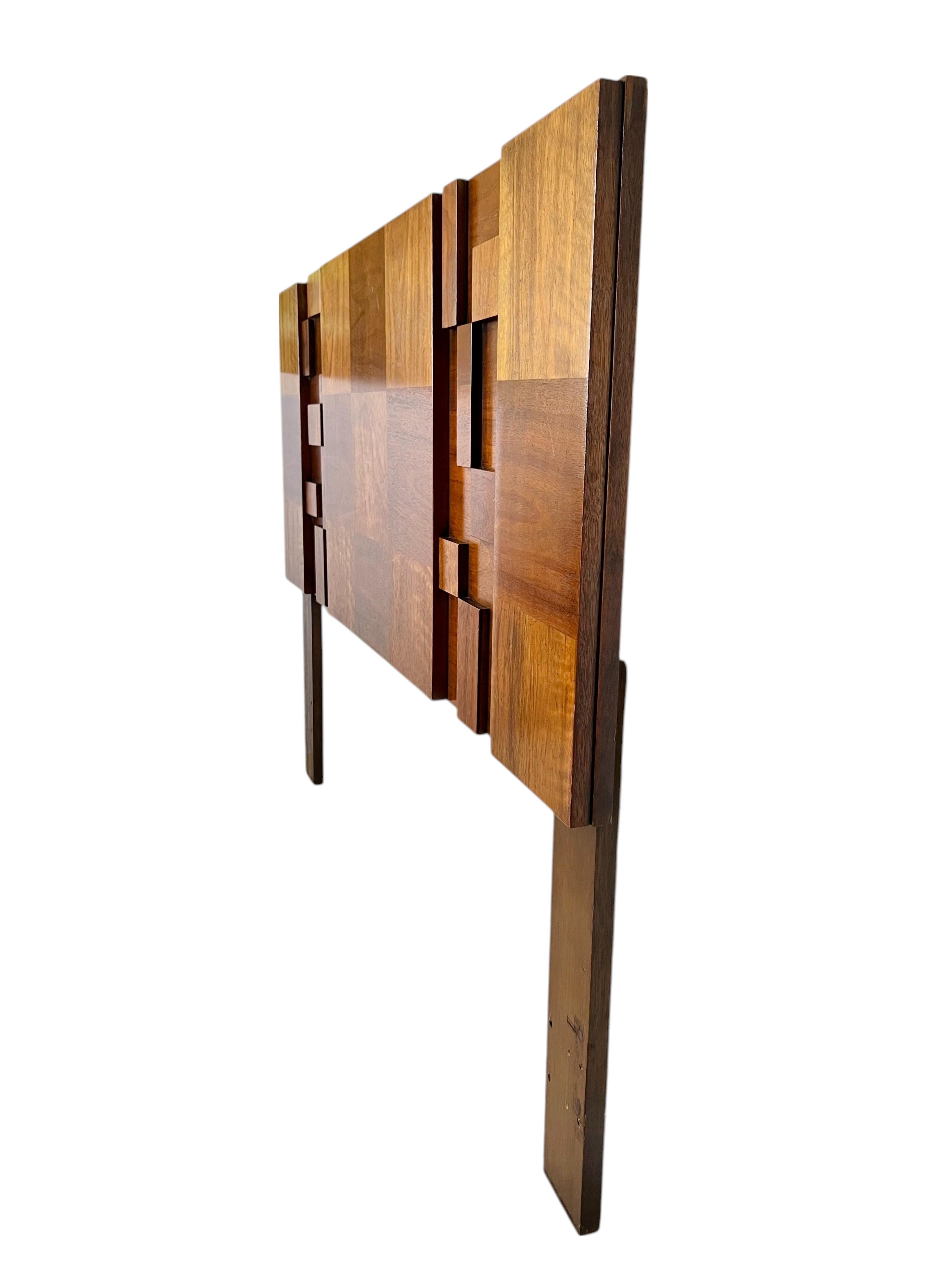 Veneer Mid-Century Brutalist Lane Staccato Queen Headboard For Sale