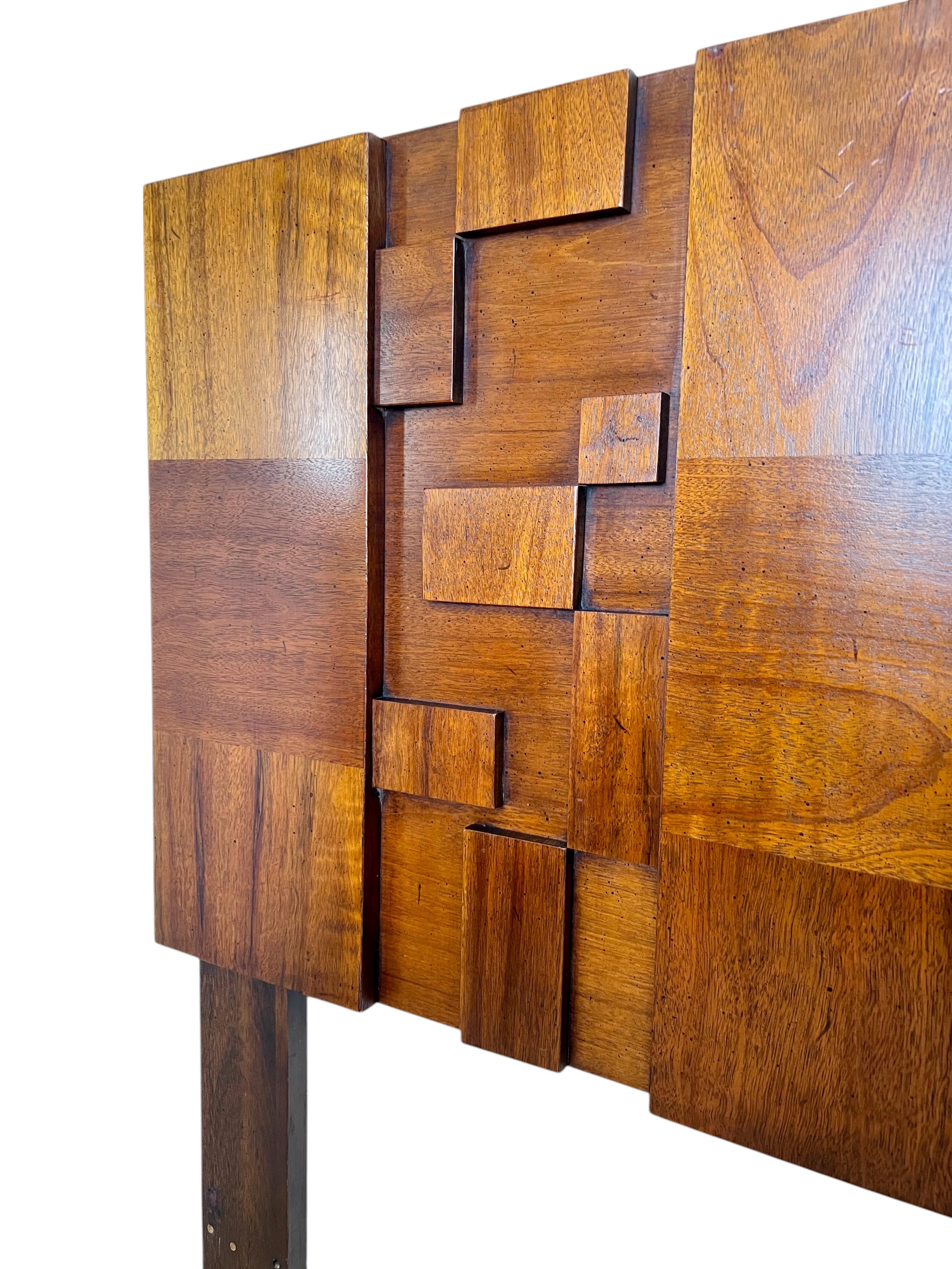 20th Century Mid-Century Brutalist Lane Staccato Queen Headboard For Sale