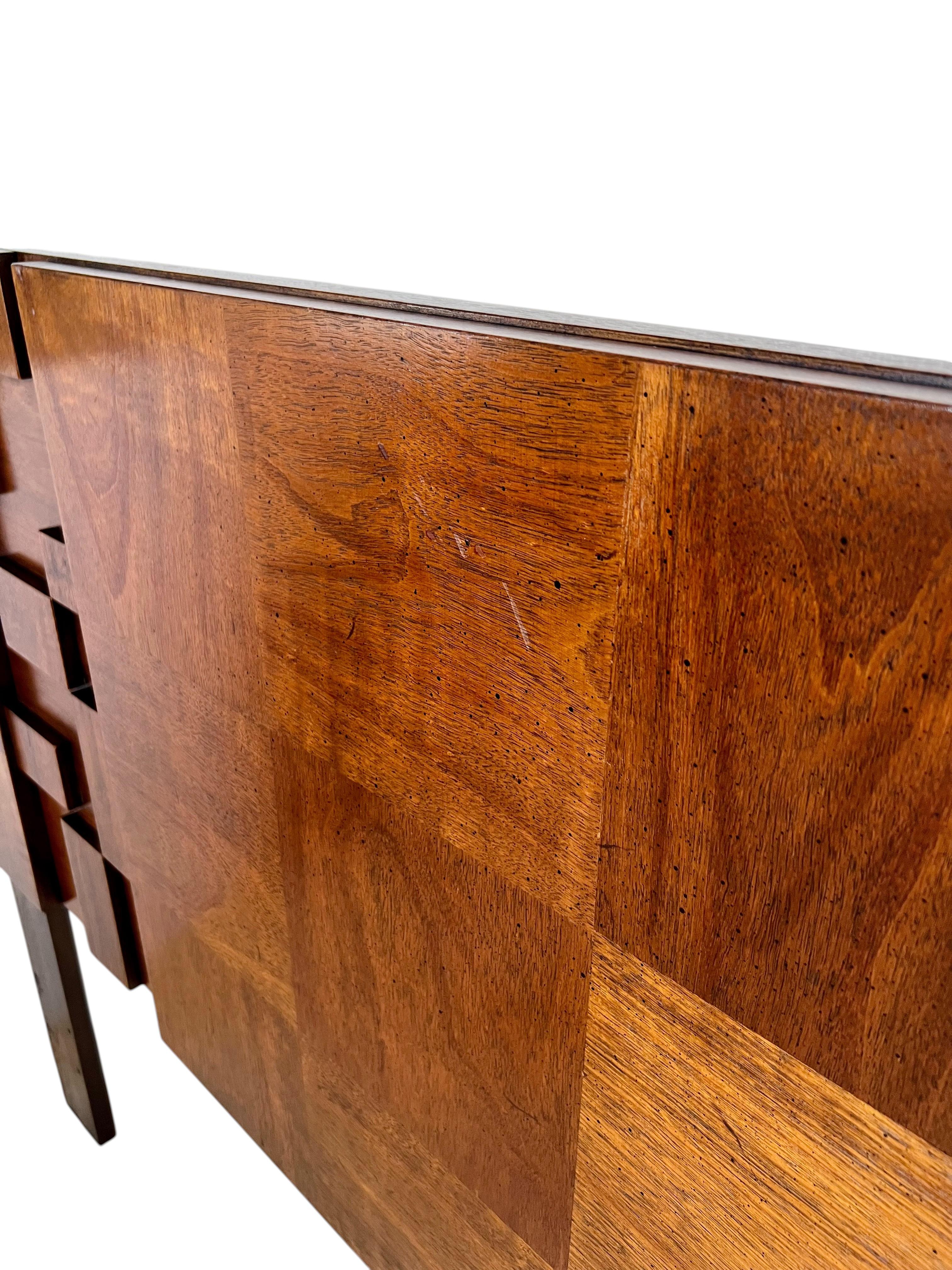 Mid-Century Brutalist Lane Staccato Queen Headboard For Sale 1